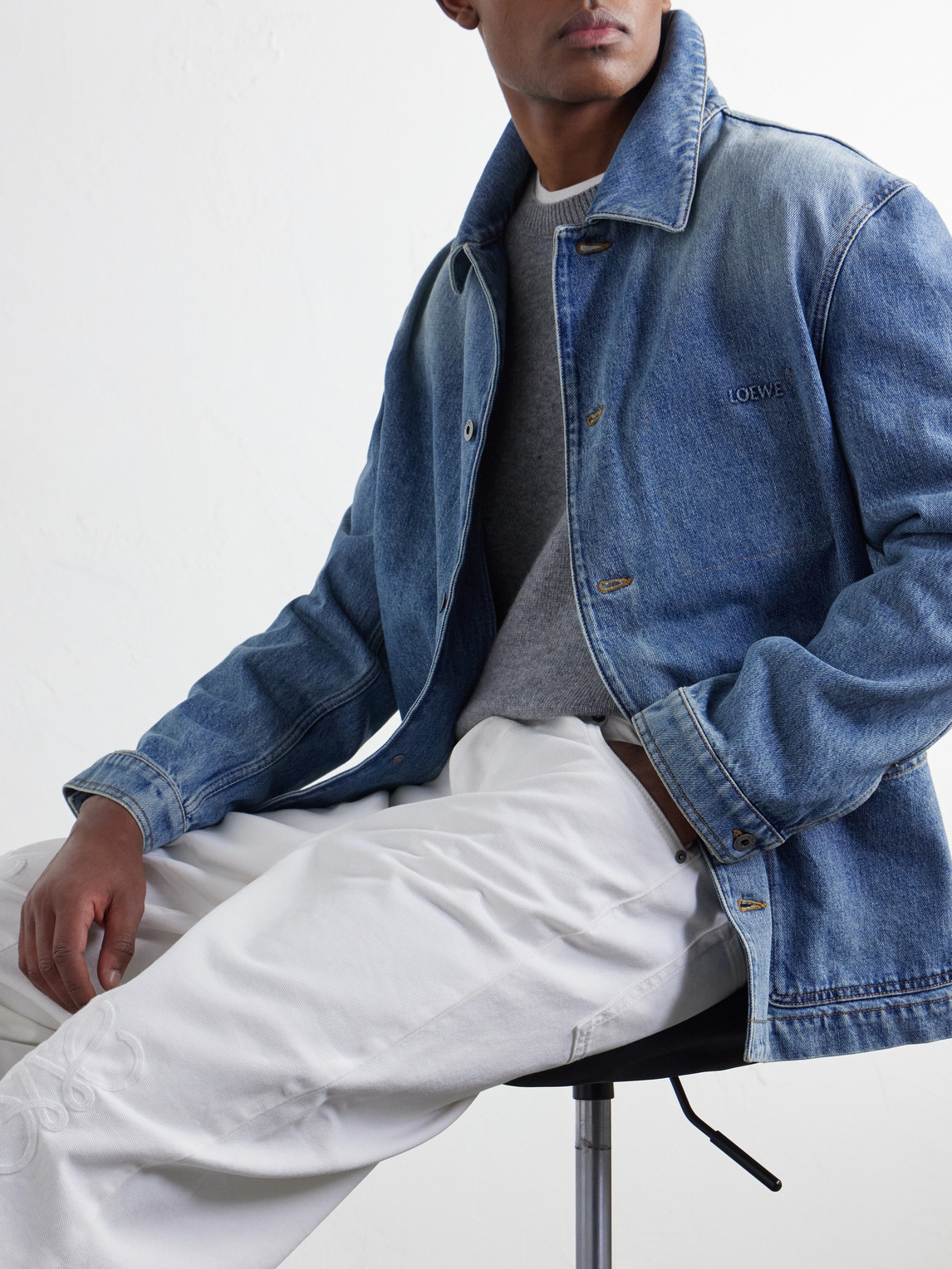 Logo-Embossed Denim Jacket
