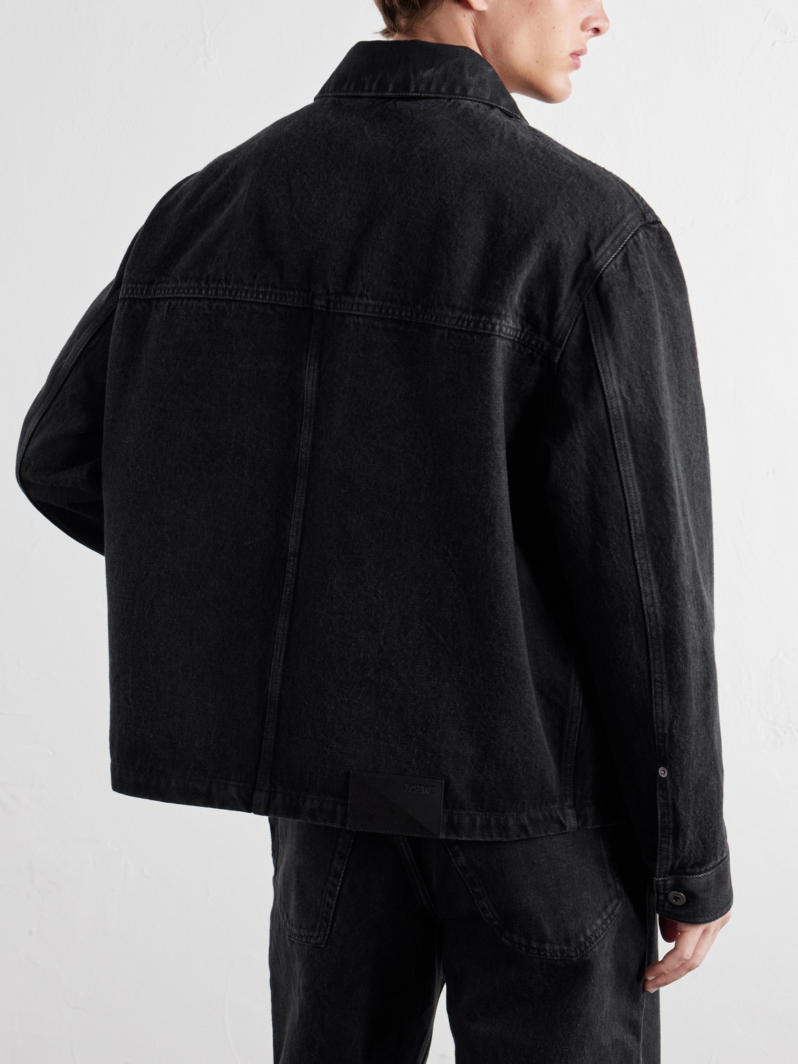 Logo-Embossed Paneled Denim Jacket