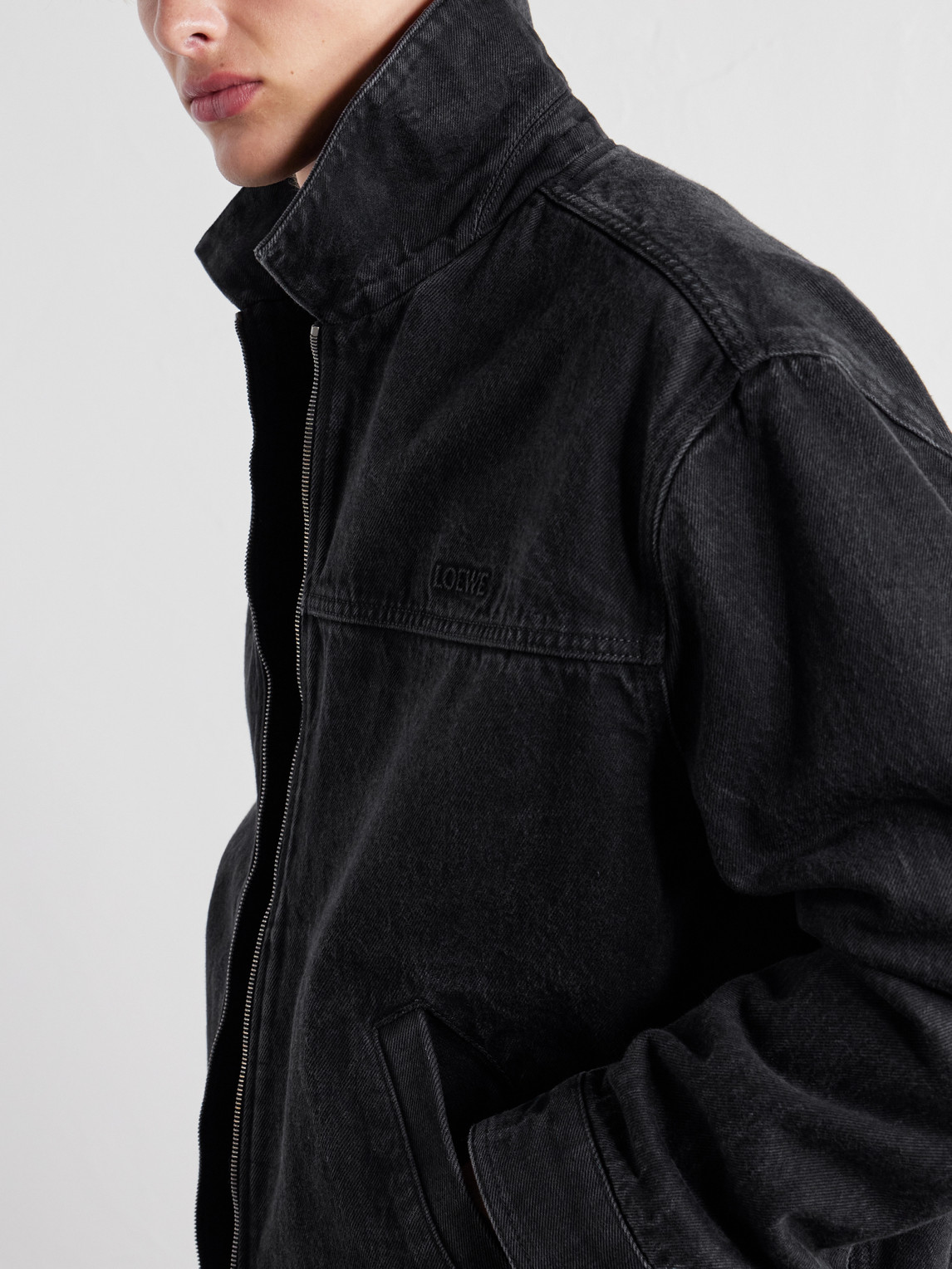 Logo-Embossed Paneled Denim Jacket