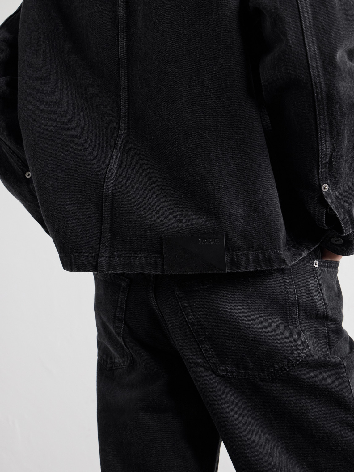 Logo-Embossed Paneled Denim Jacket