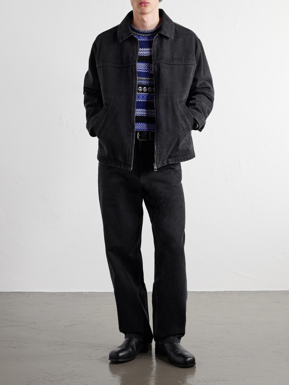 Logo-Embossed Paneled Denim Jacket