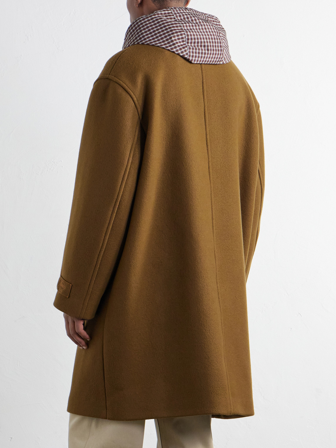 Double-Breasted Hooded Wool-Blend Felt Coat