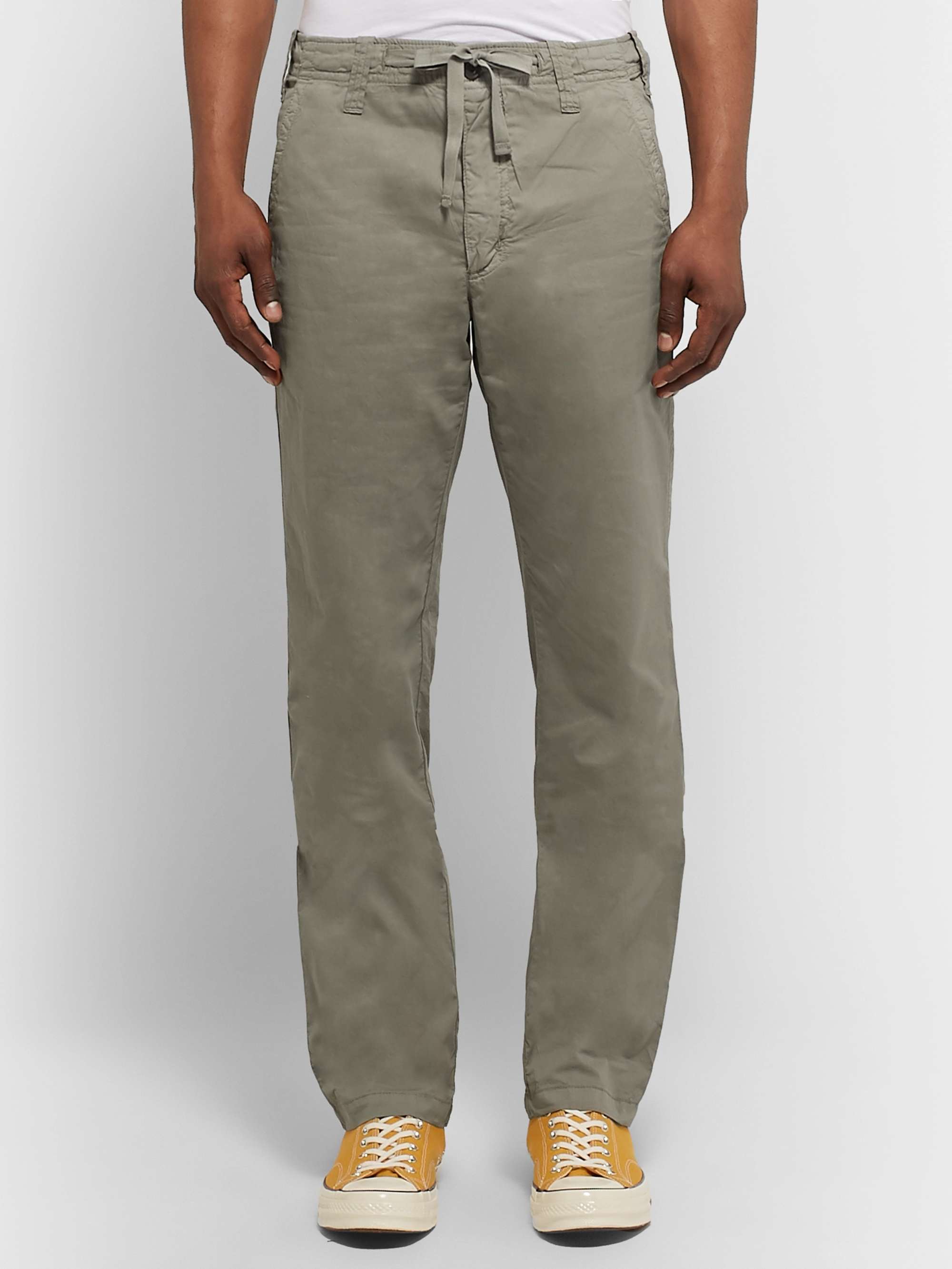 HARTFORD Troy Slim-Fit Linen-Chambray Drawstring Trousers