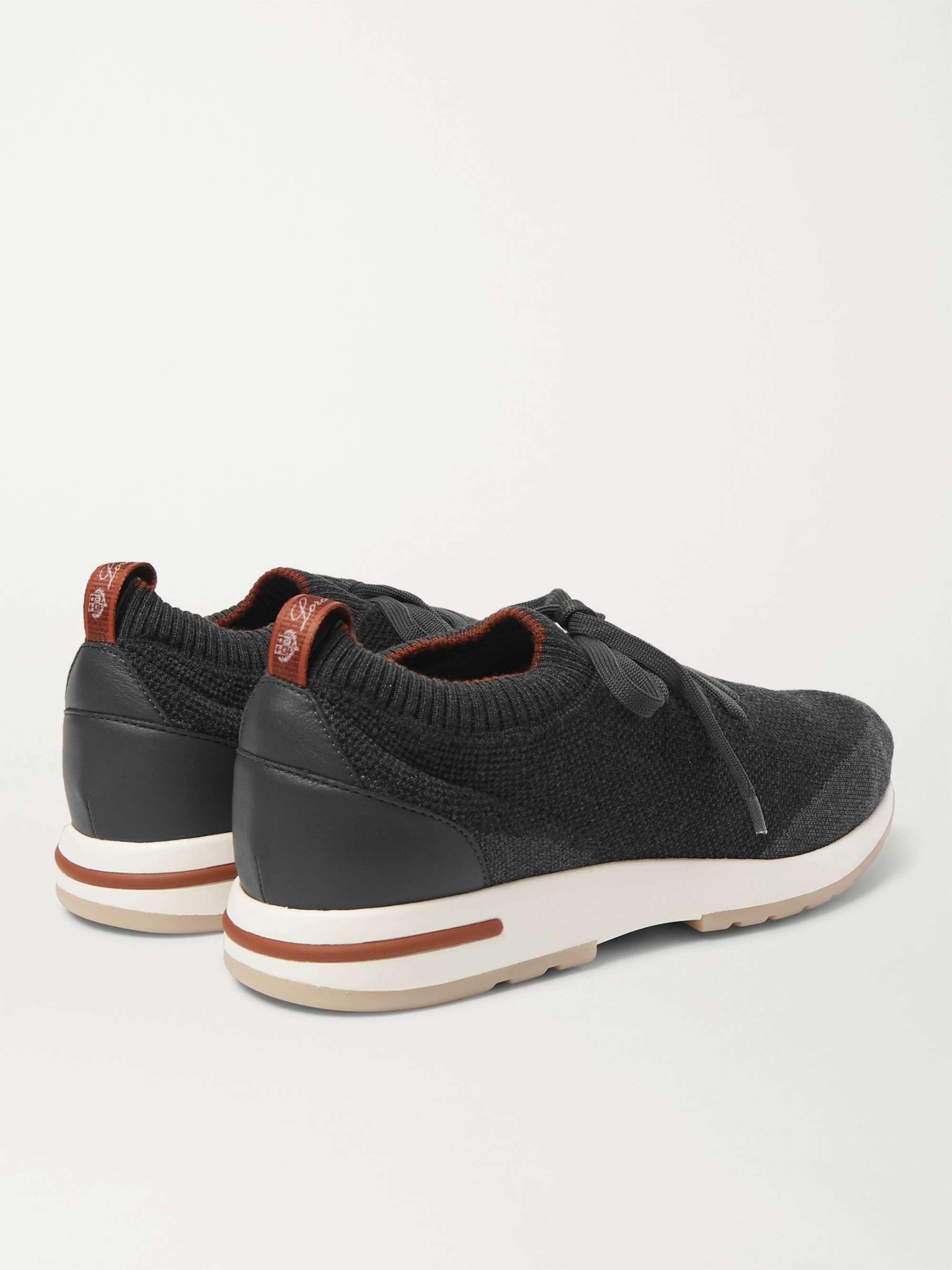 LORO PIANA 360 Flexy Walk Leather-Trimmed Knitted Wish Wool Sneakers