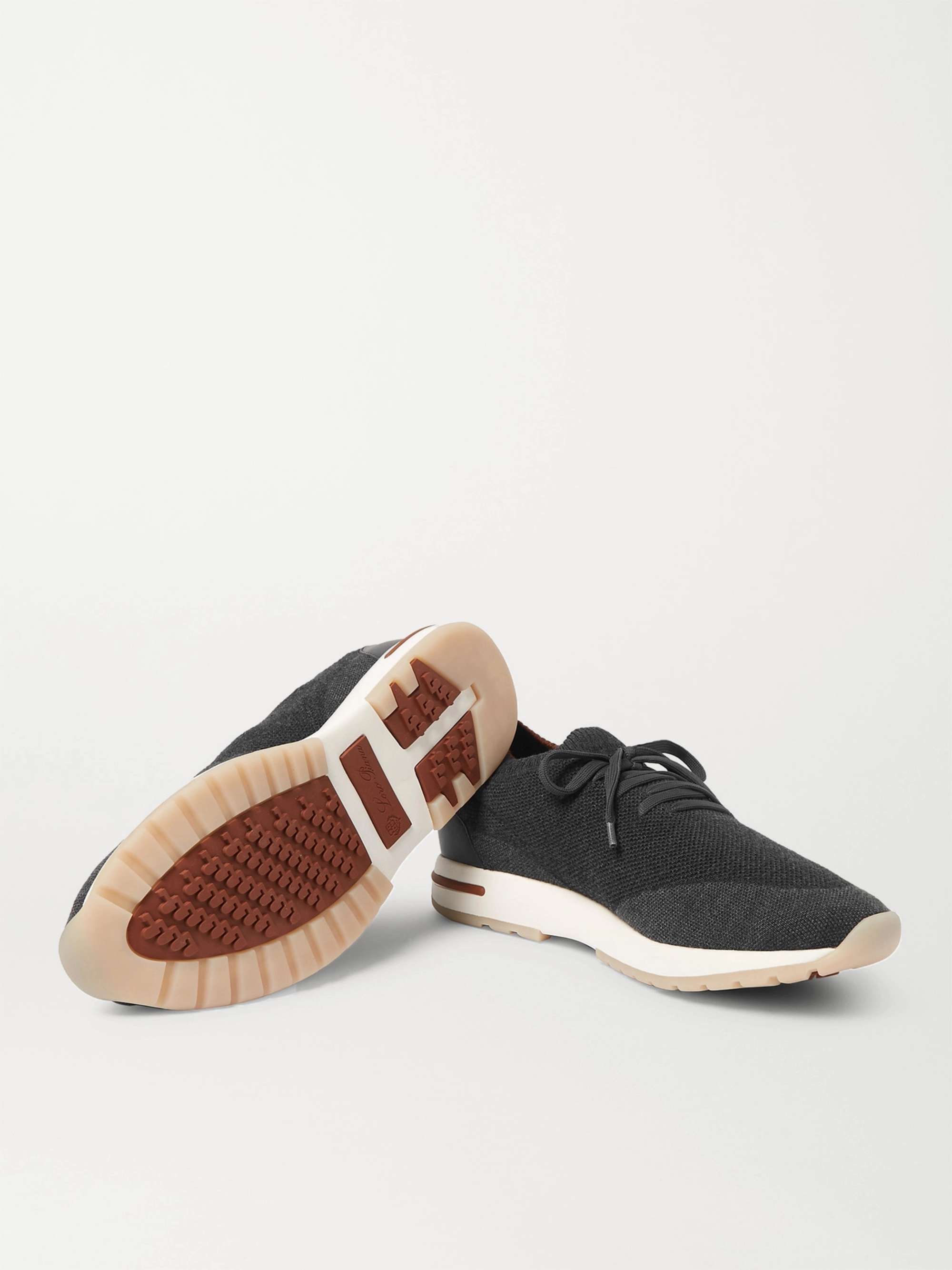 LORO PIANA 360 Flexy Walk Leather-Trimmed Knitted Wish Wool Sneakers