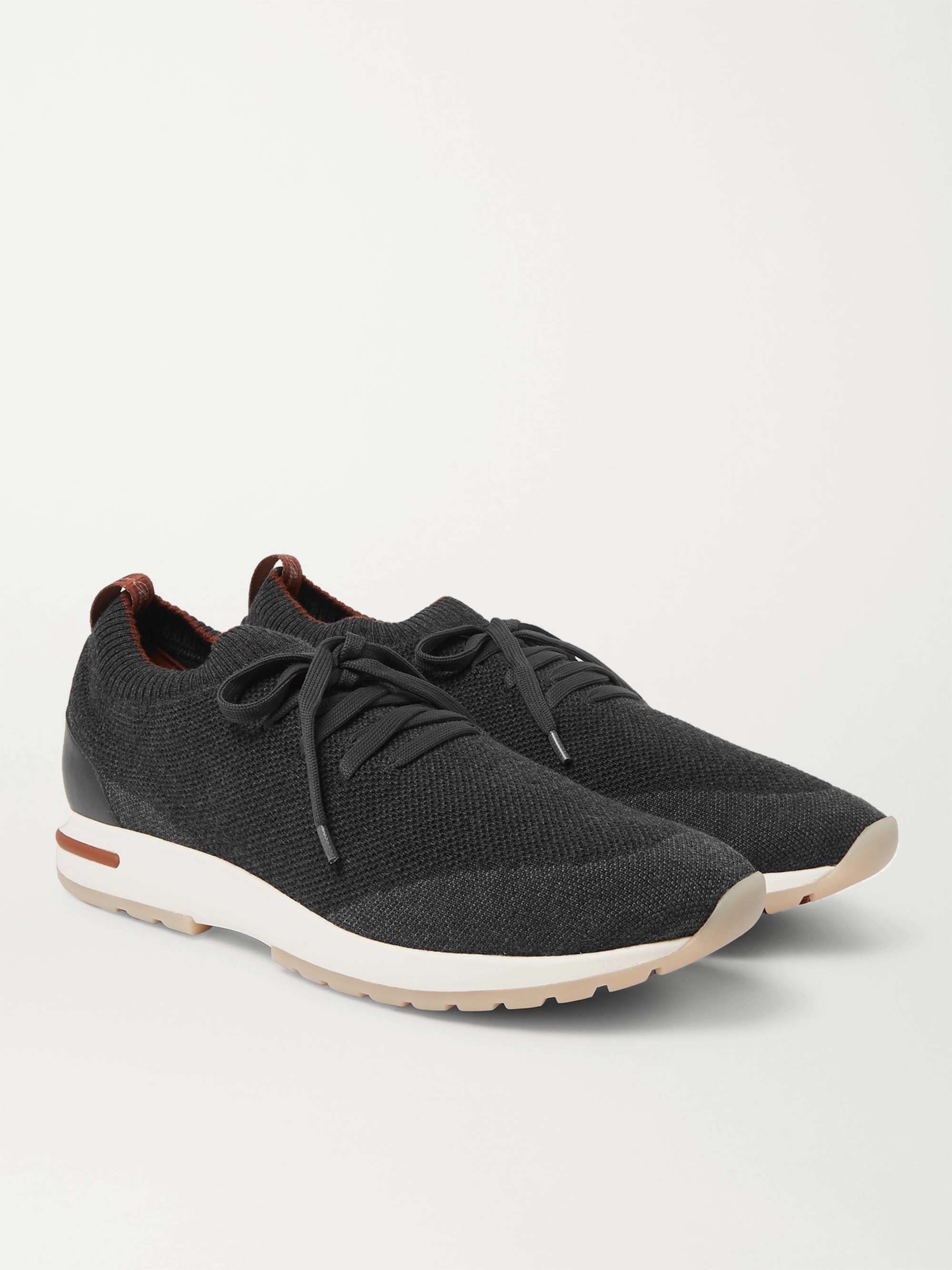 LORO PIANA 360 Flexy Walk Leather-Trimmed Knitted Wish Wool Sneakers