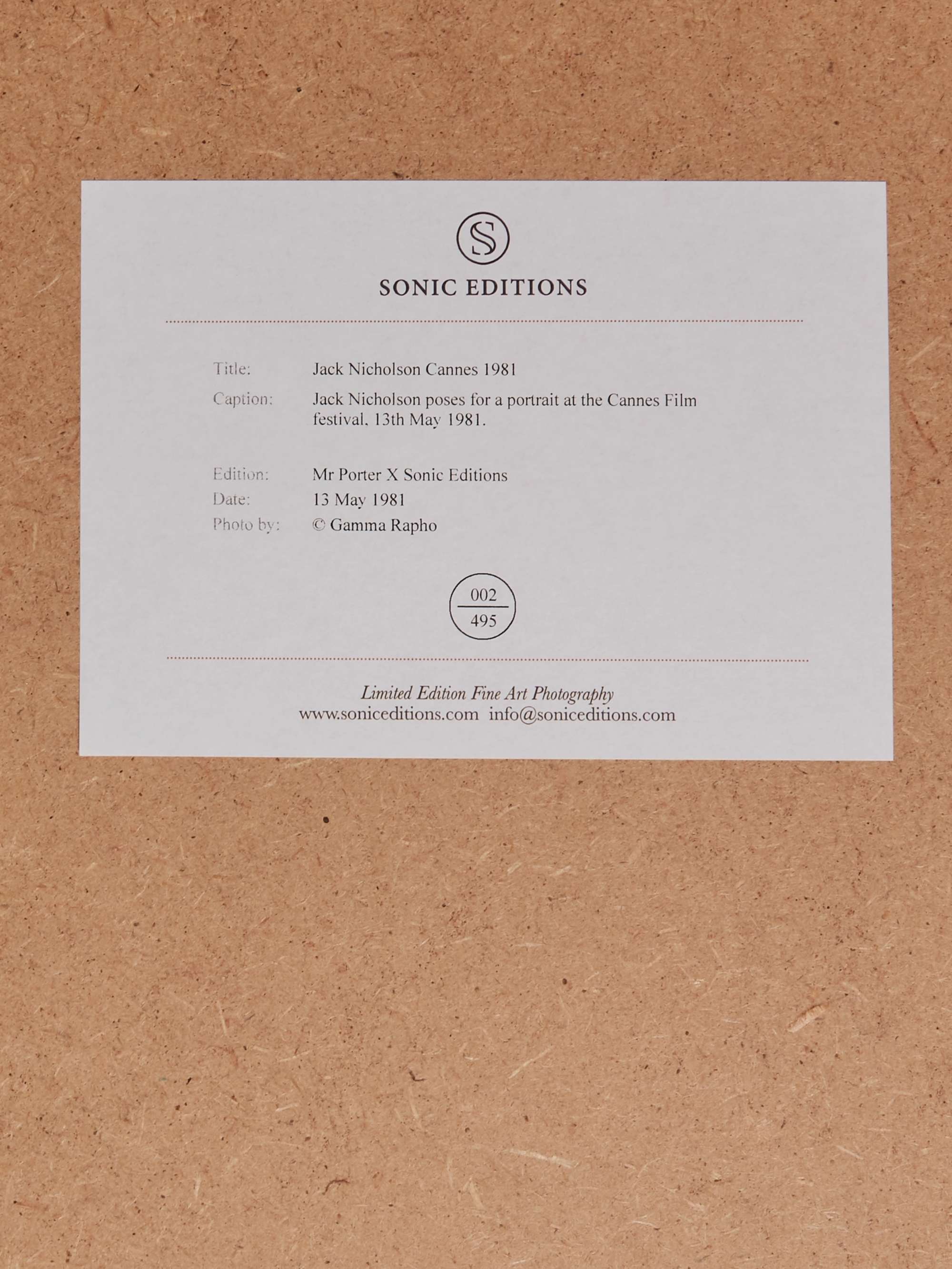 SONIC EDITIONS Framed 1981 Jack Nicholson Cannes Print, 16" x 20"