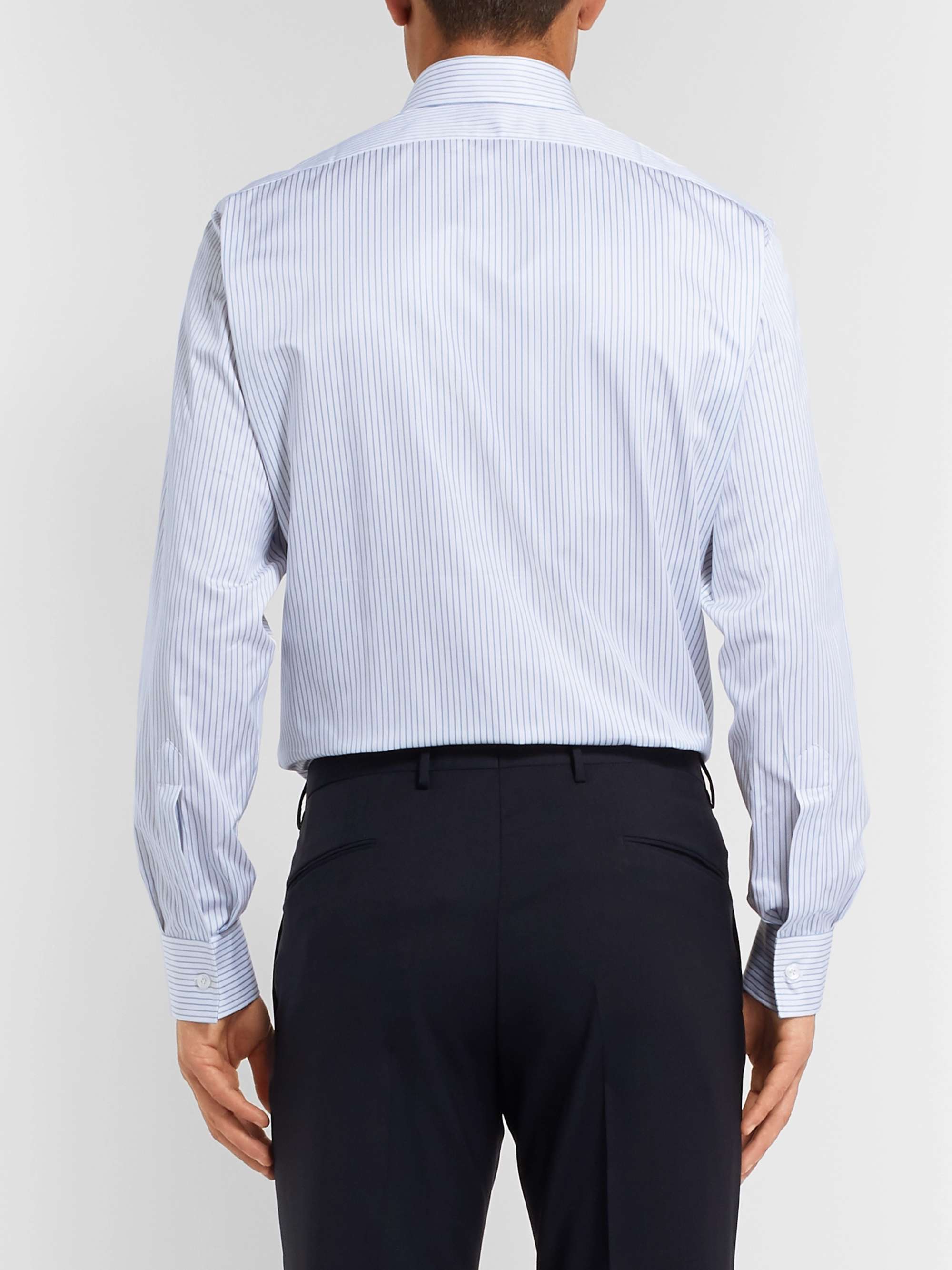 CHARVET Blue Striped Cotton-Poplin Shirt
