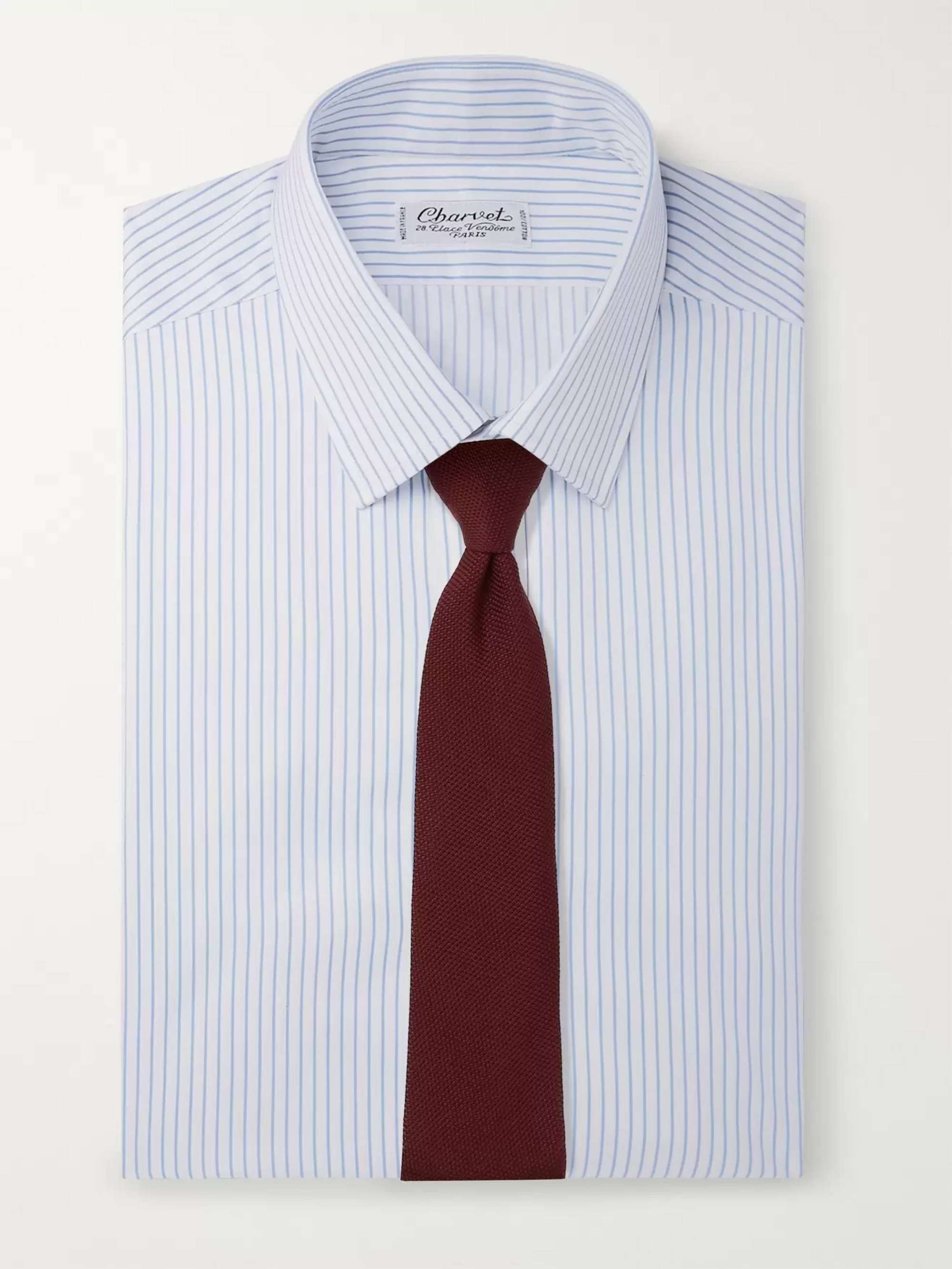 CHARVET Blue Striped Cotton-Poplin Shirt
