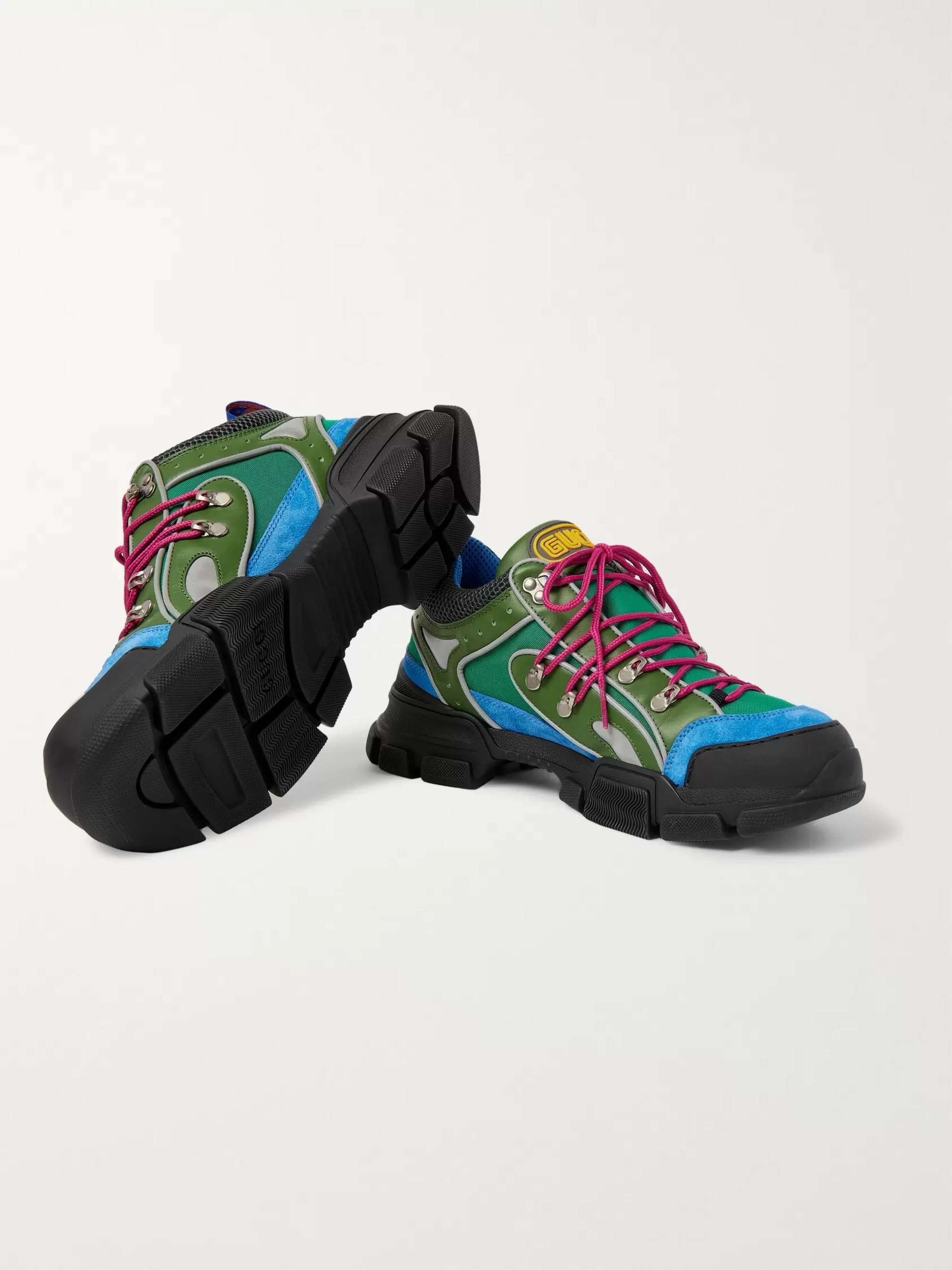 GUCCI Flashtrek Reflective Leather, Suede and Mesh Sneakers