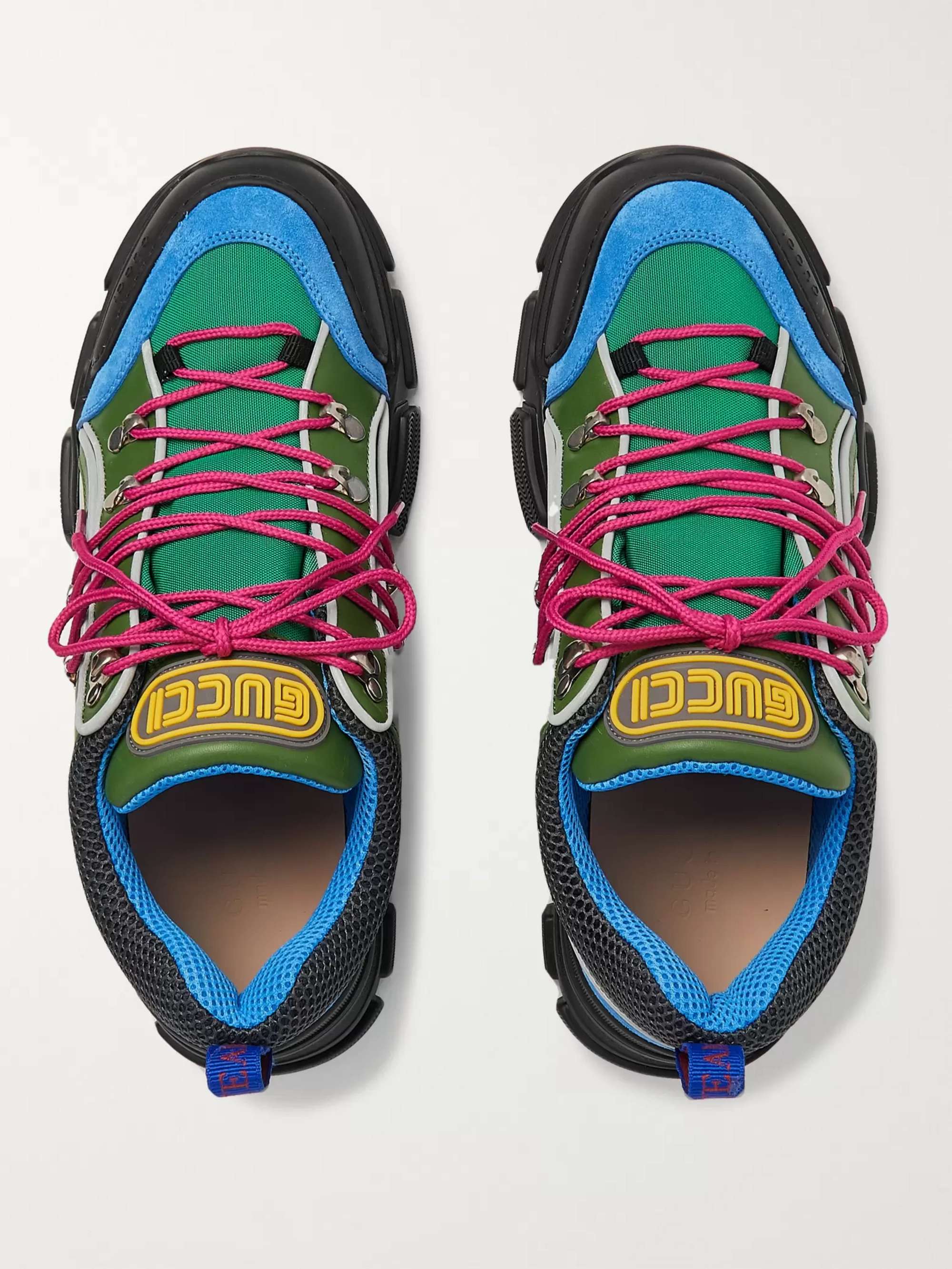 GUCCI Flashtrek Reflective Leather, Suede and Mesh Sneakers