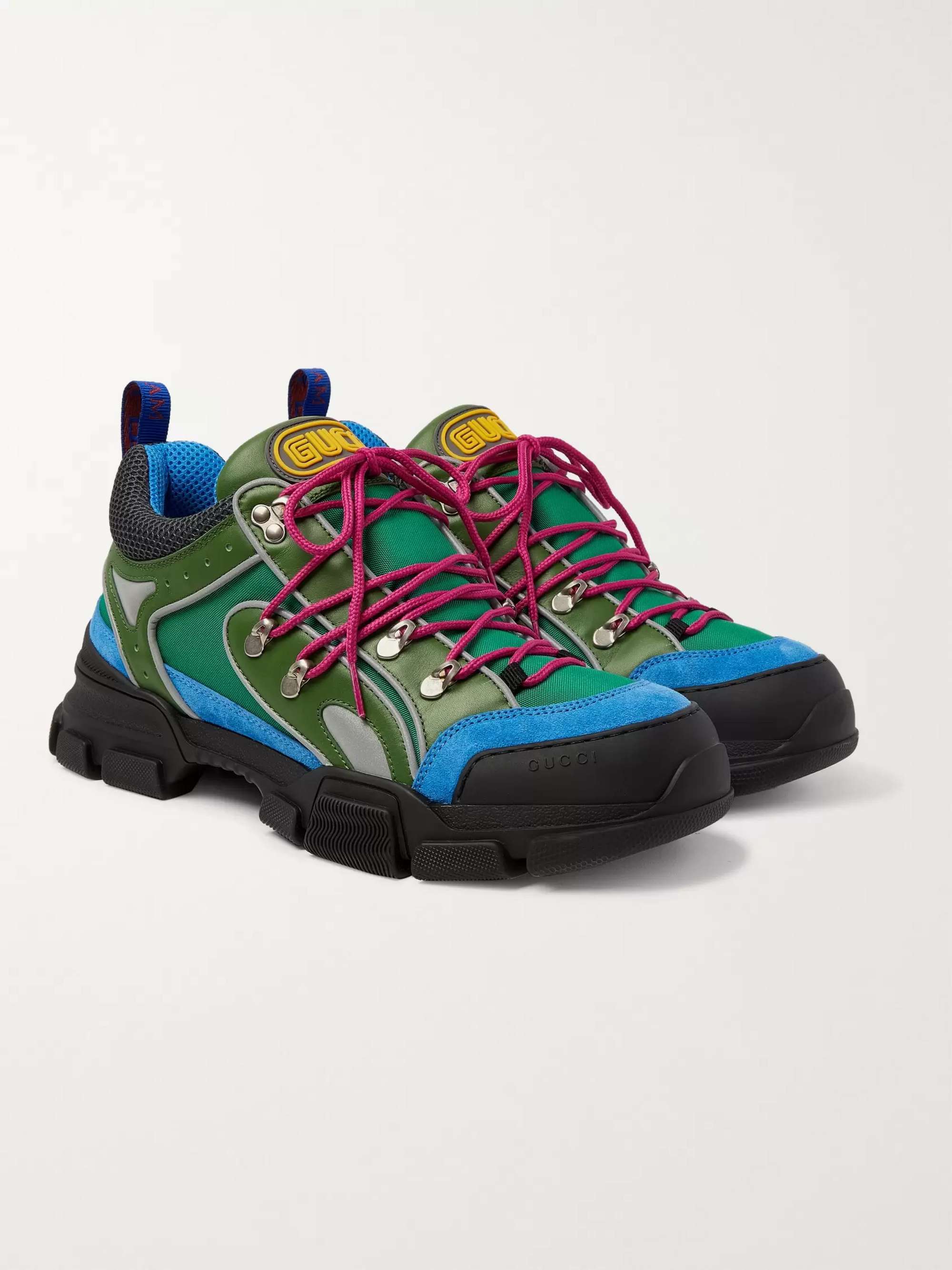 GUCCI Flashtrek Reflective Leather, Suede and Mesh Sneakers