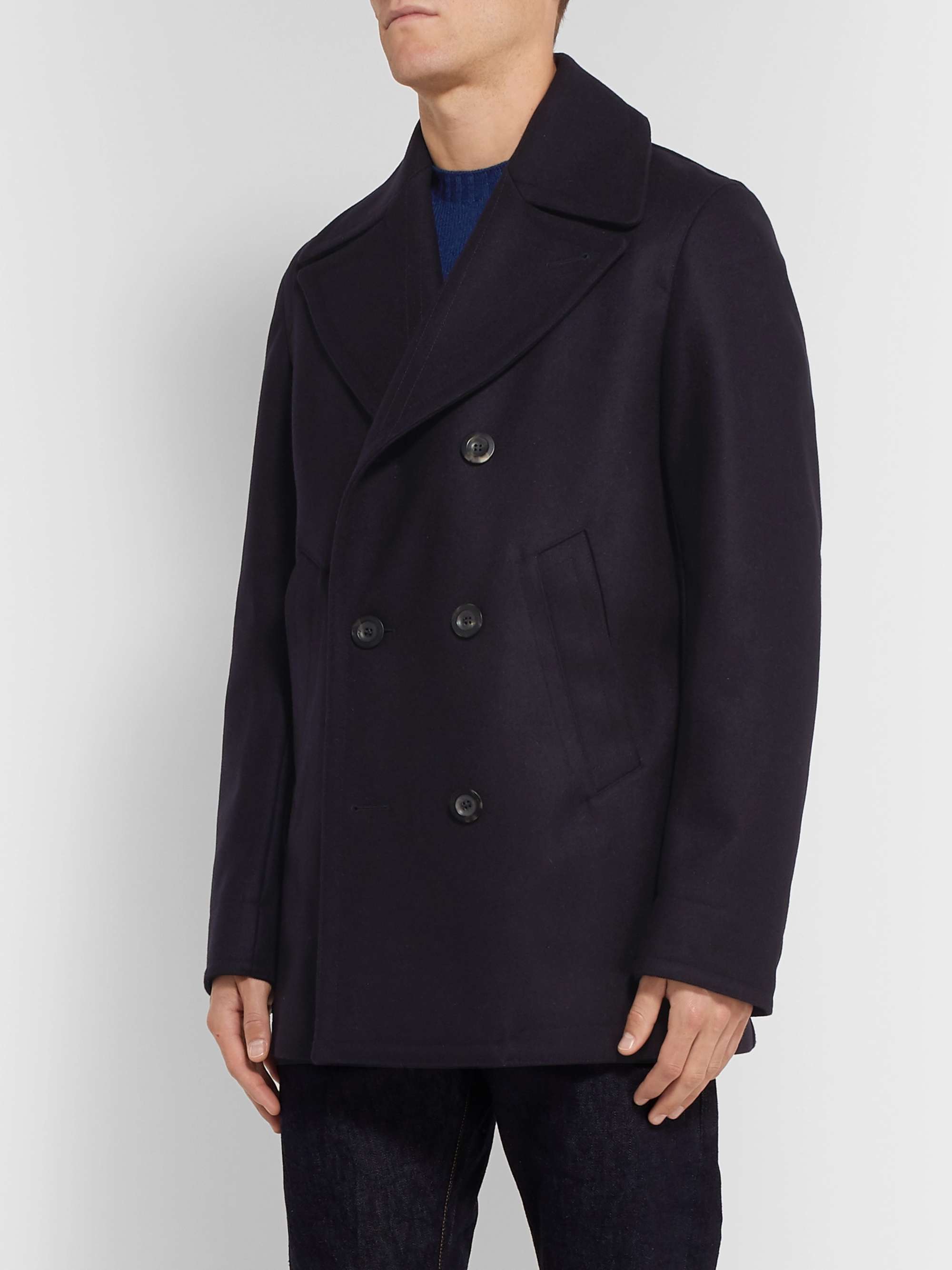 PRIVATE WHITE V.C. + Woolmark Melton Merino Wool Peacoat