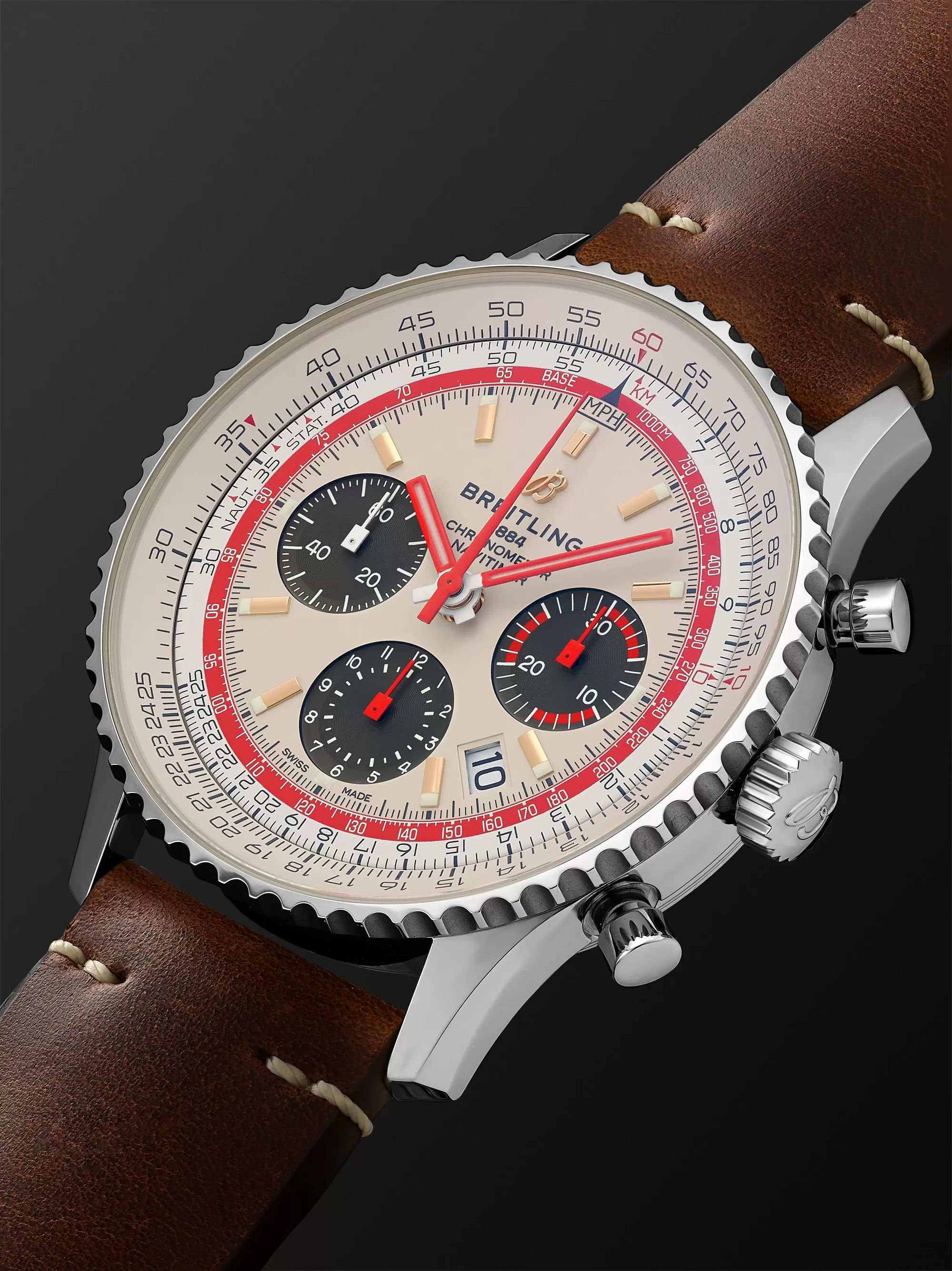 BREITLING Navitimer B01 TWA Automatic Chronograph 43mm Stainless Steel and Leather Watch, Ref. No. AB01219A1G1X2