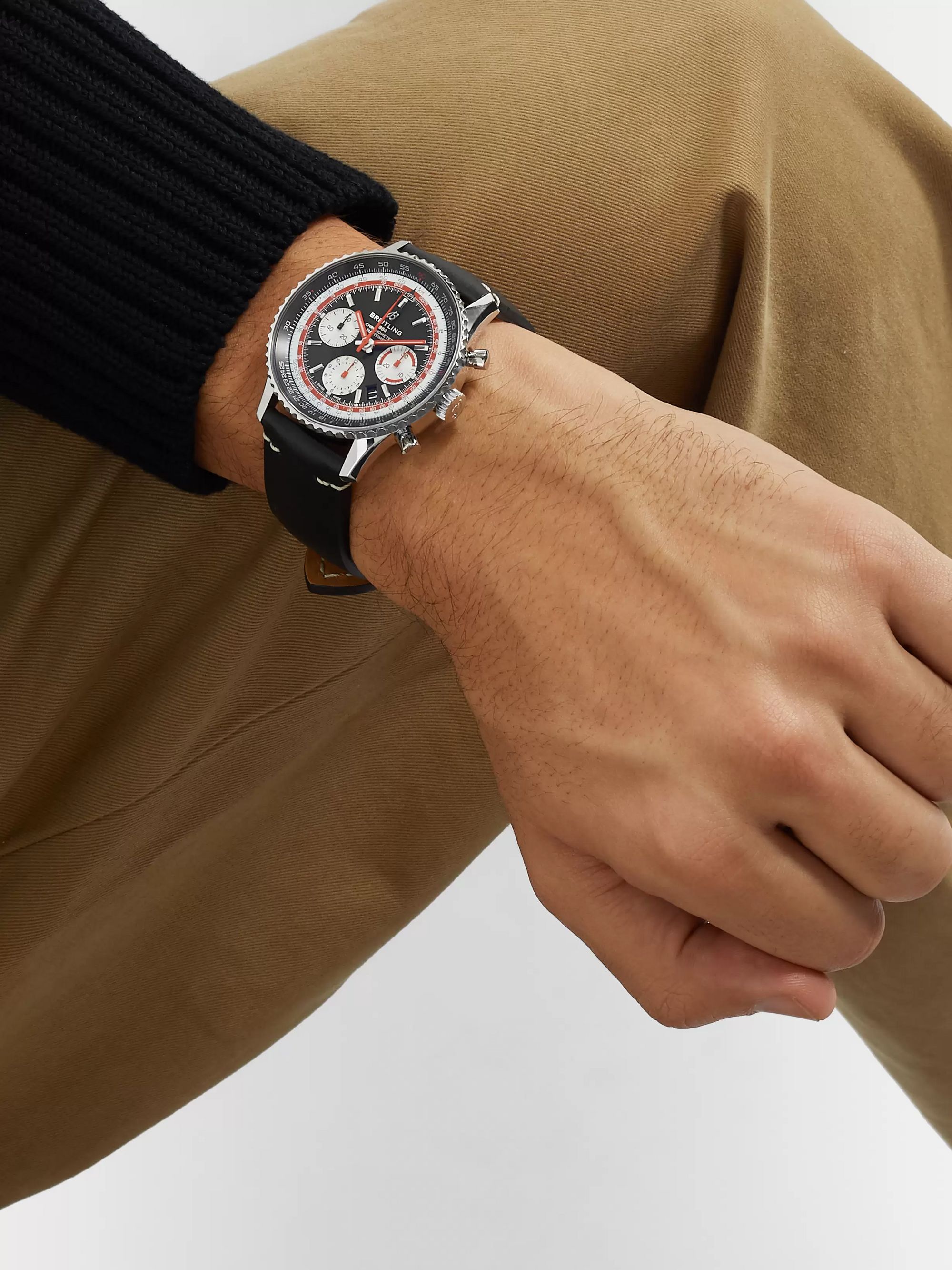 BREITLING Breitling Navitimer B01 Swissair Automatic Chronograph 43mm Stainless Steel and Leather Watch, Ref. No. AB01211B1B1X2