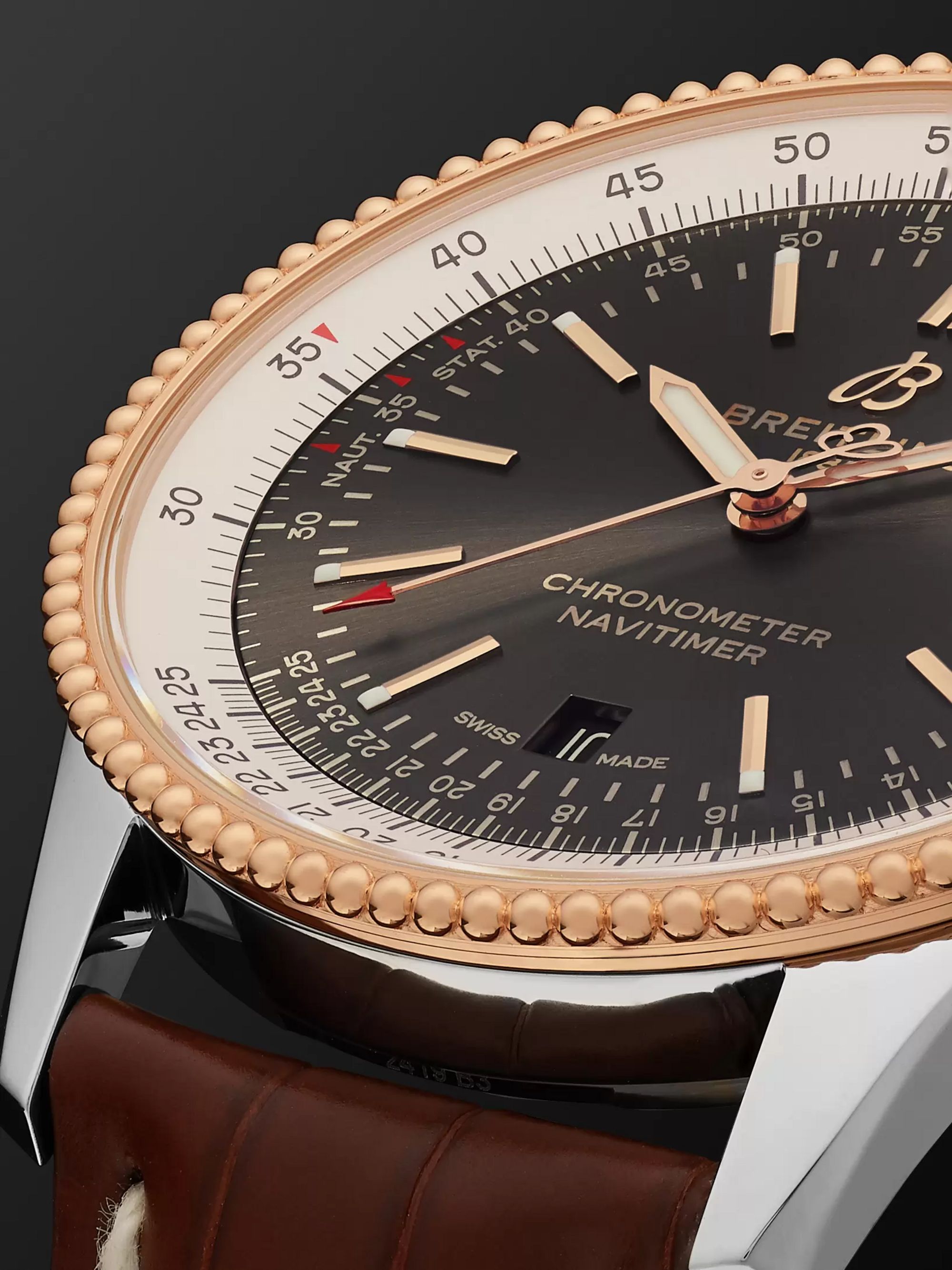 BREITLING Navitimer Automatic 41mm Stainless Steel, 18-Karat Red Gold and Alligator Watch, Ref. No. U17326211M1P2