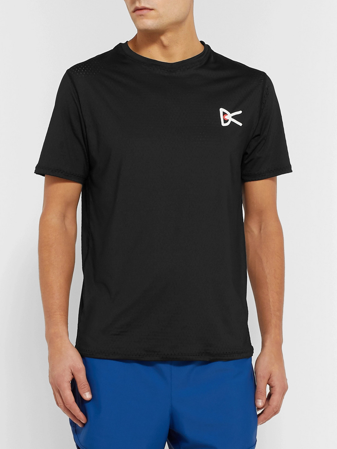 Shop District Vision Slim-fit Air-wear Stretch-mesh T-shirt In Black