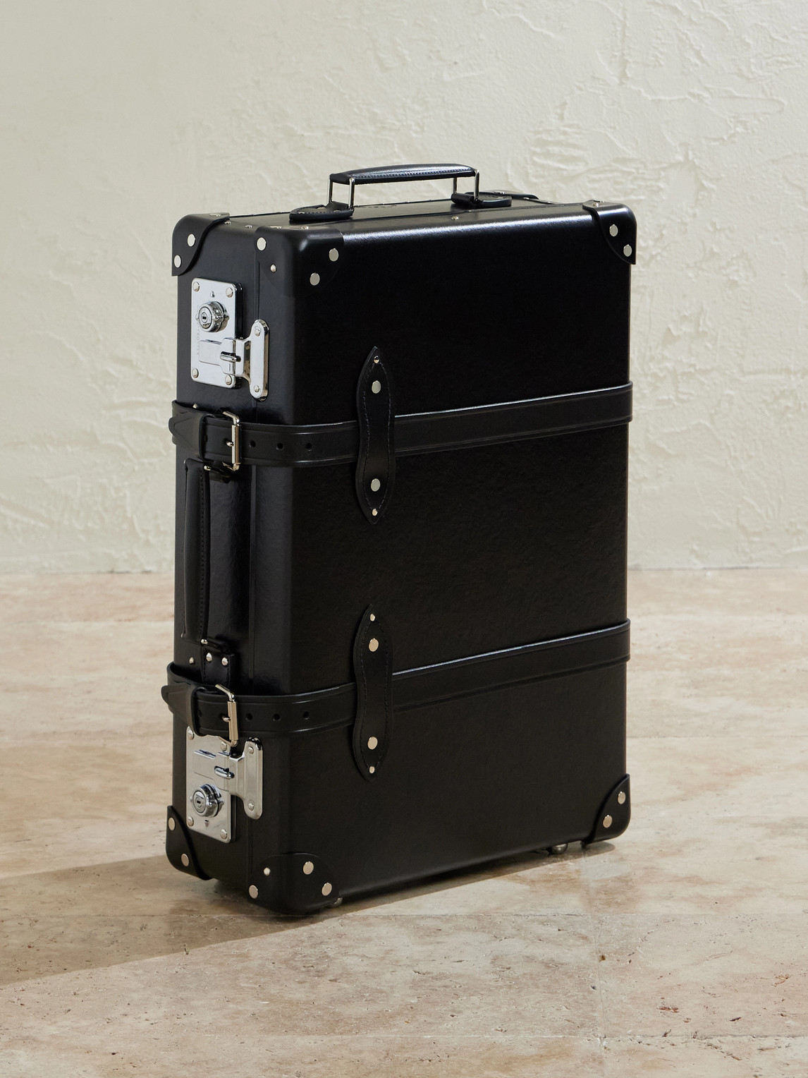 Globe-trotter Centenary 20"" Leather-trimmed Carry-on Suitcase In Black