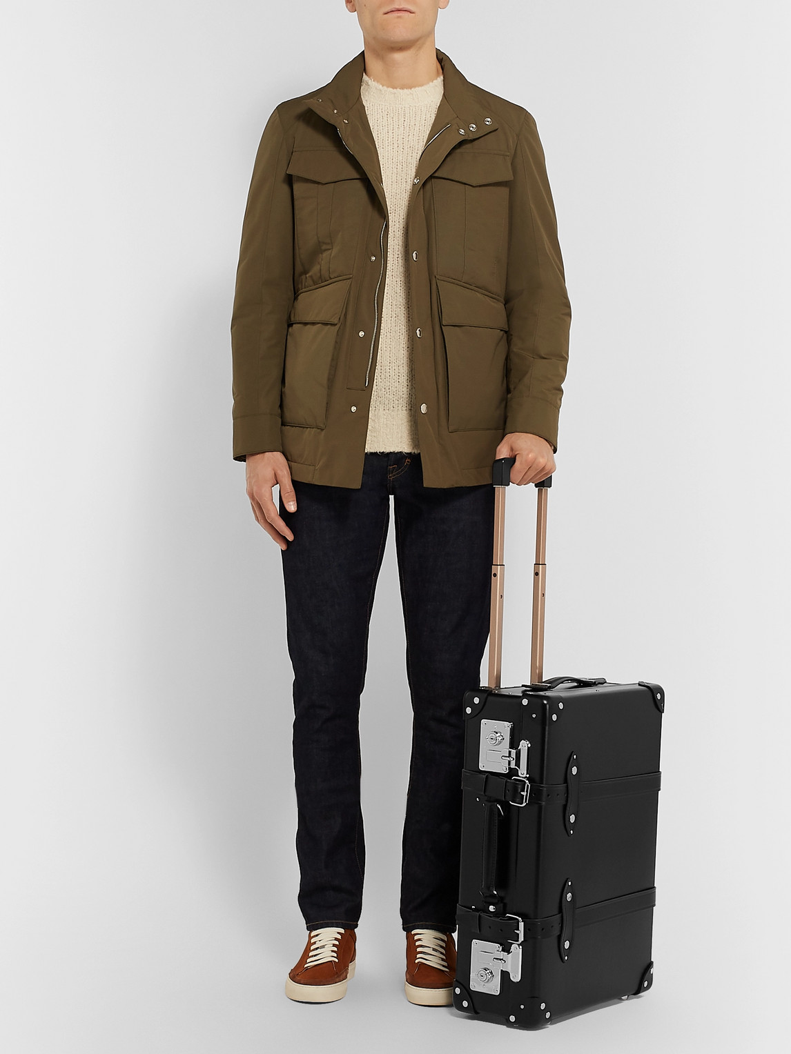 GLOBE-TROTTER CENTENARY 20"" LEATHER-TRIMMED CARRY-ON SUITCASE