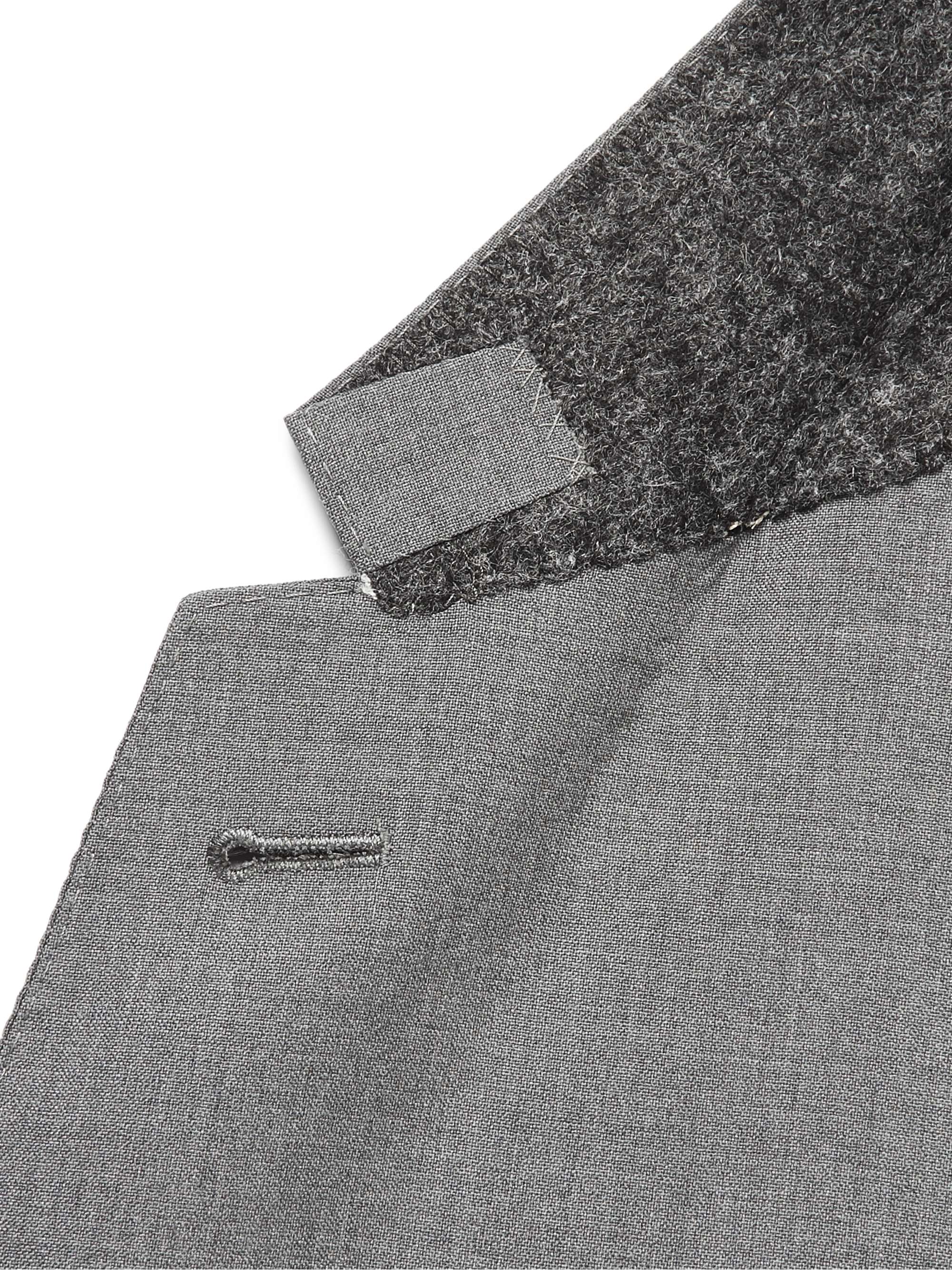 THOM BROWNE Grey Slim-Fit Striped Wool Suit Jacket