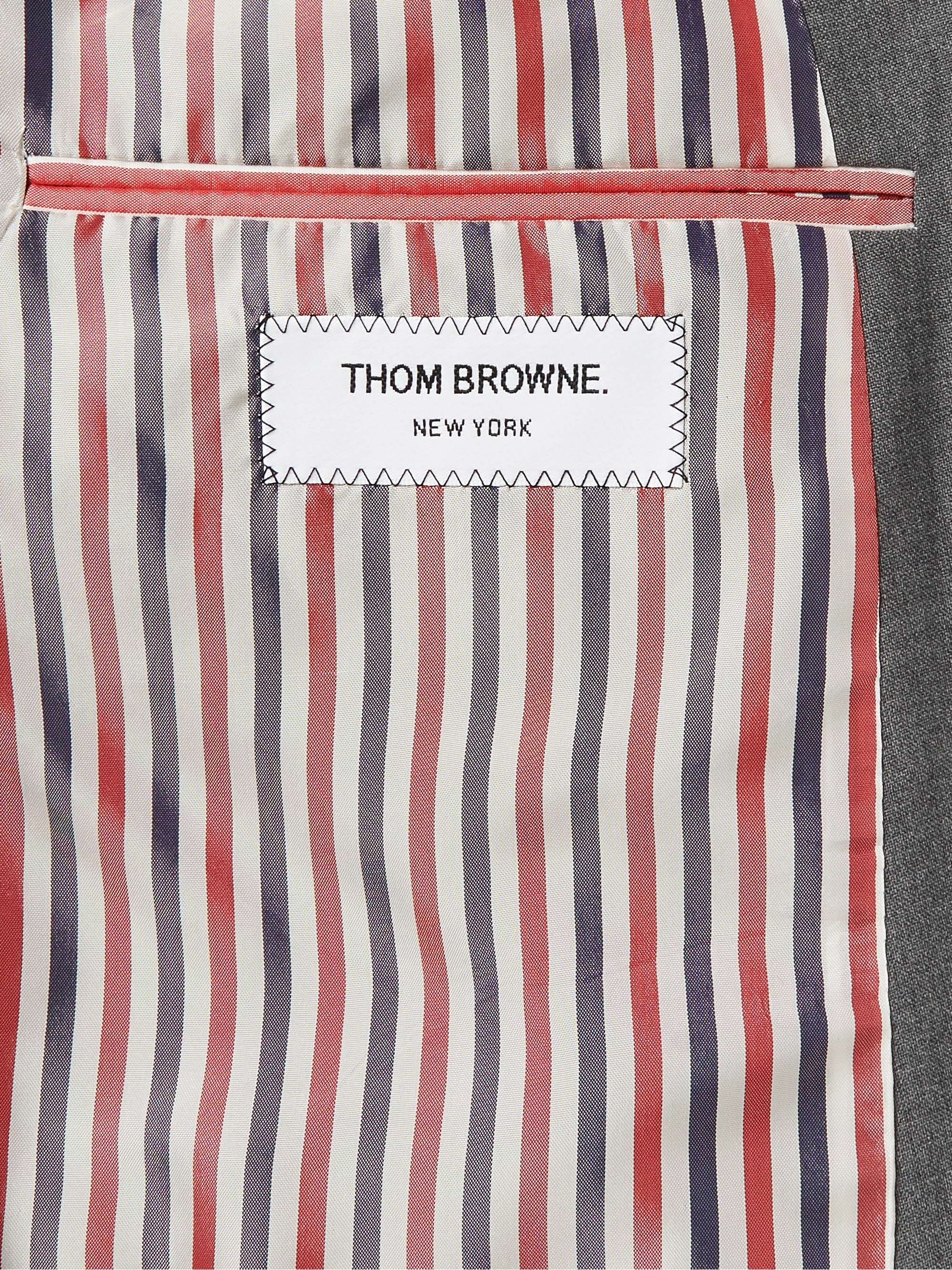 THOM BROWNE Grey Slim-Fit Striped Wool Suit Jacket