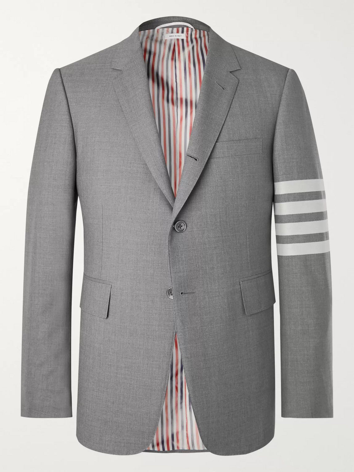 Thom Browne Grey Slim-Fit Striped Wool Suit Jacket - Men