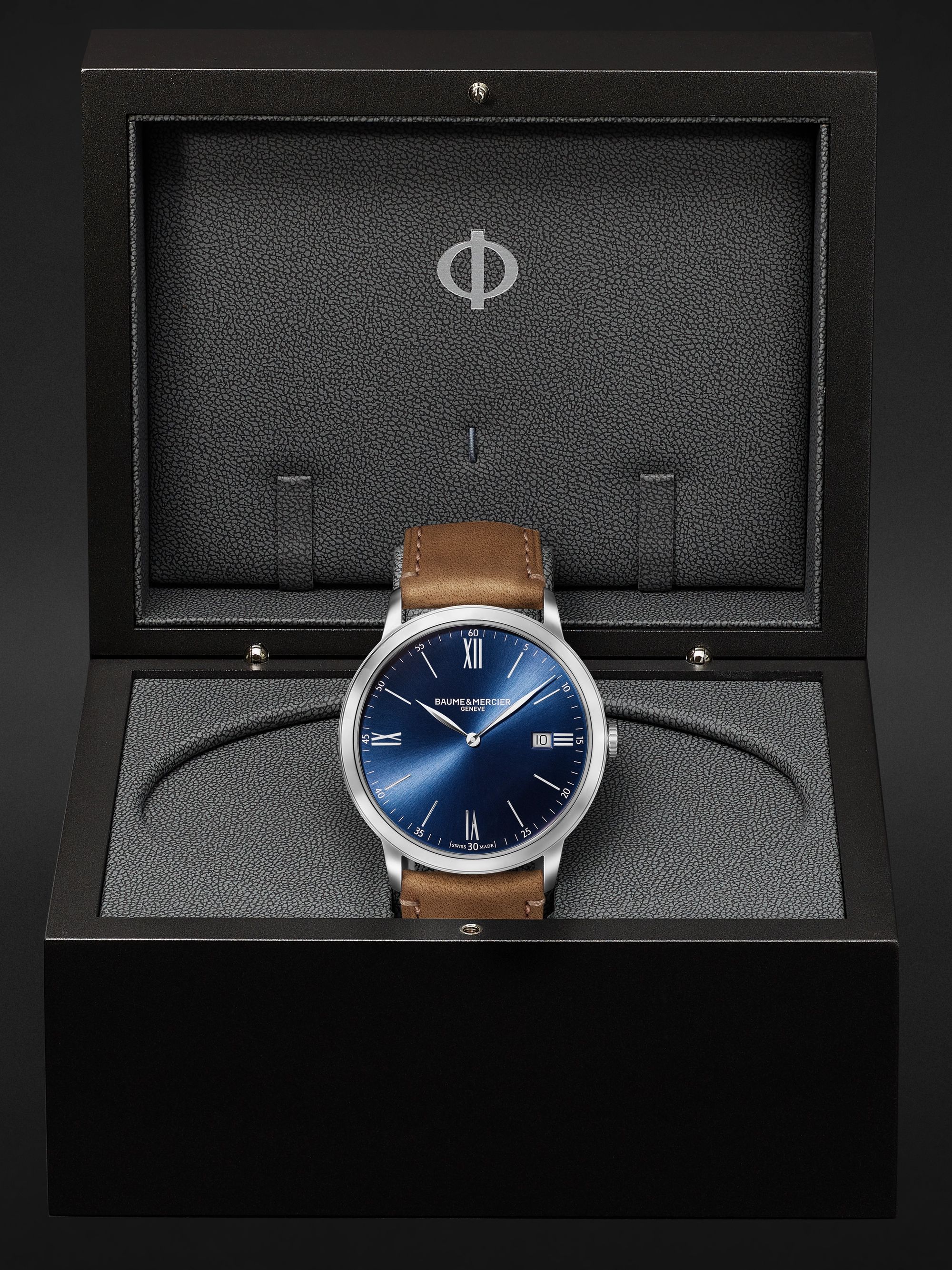 BAUME & MERCIER Classima 40mm Stainless Steel and Leather Watch, Ref. No. 10385
