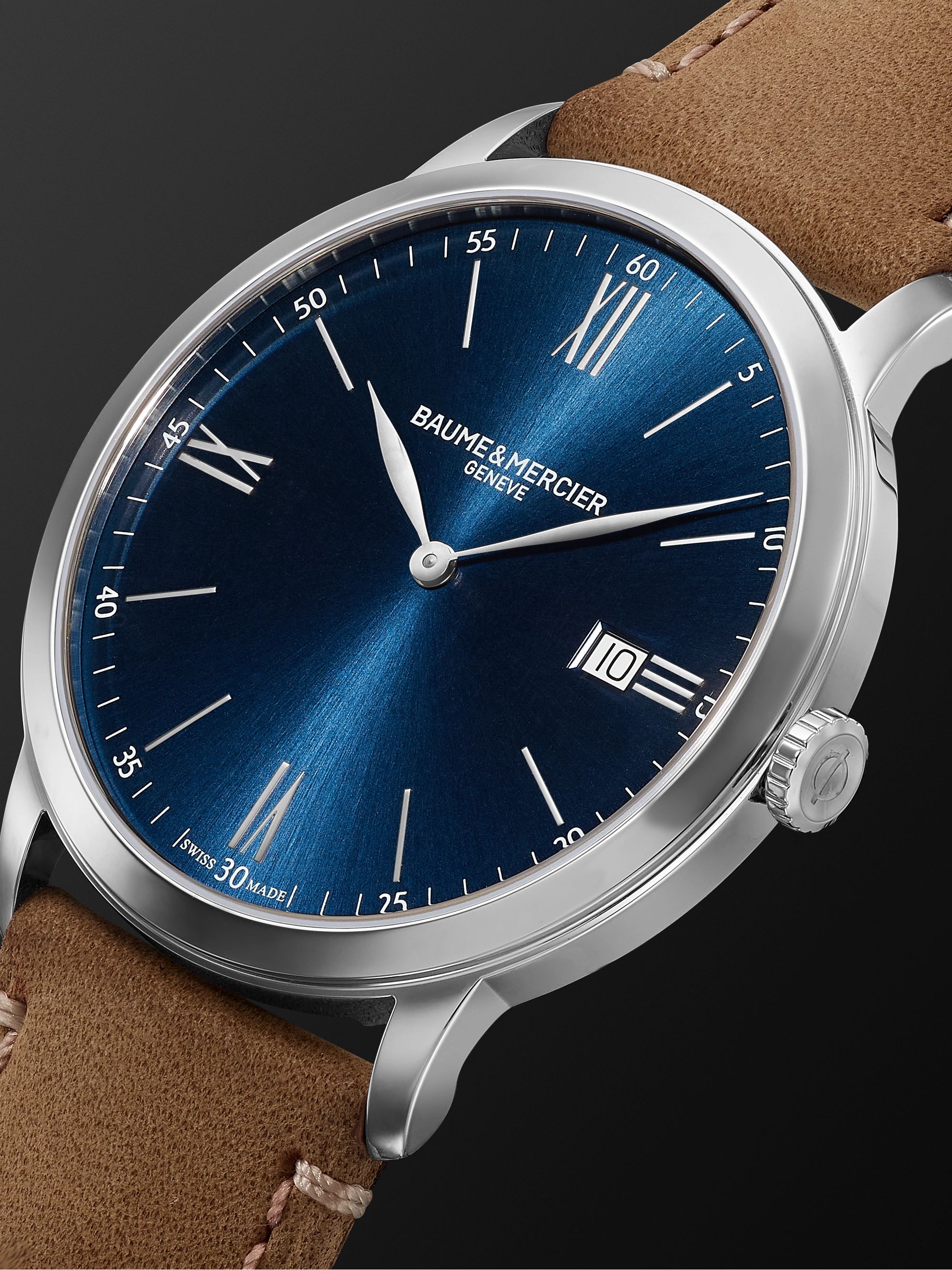 BAUME & MERCIER Classima 40mm Stainless Steel and Leather Watch, Ref. No. 10385