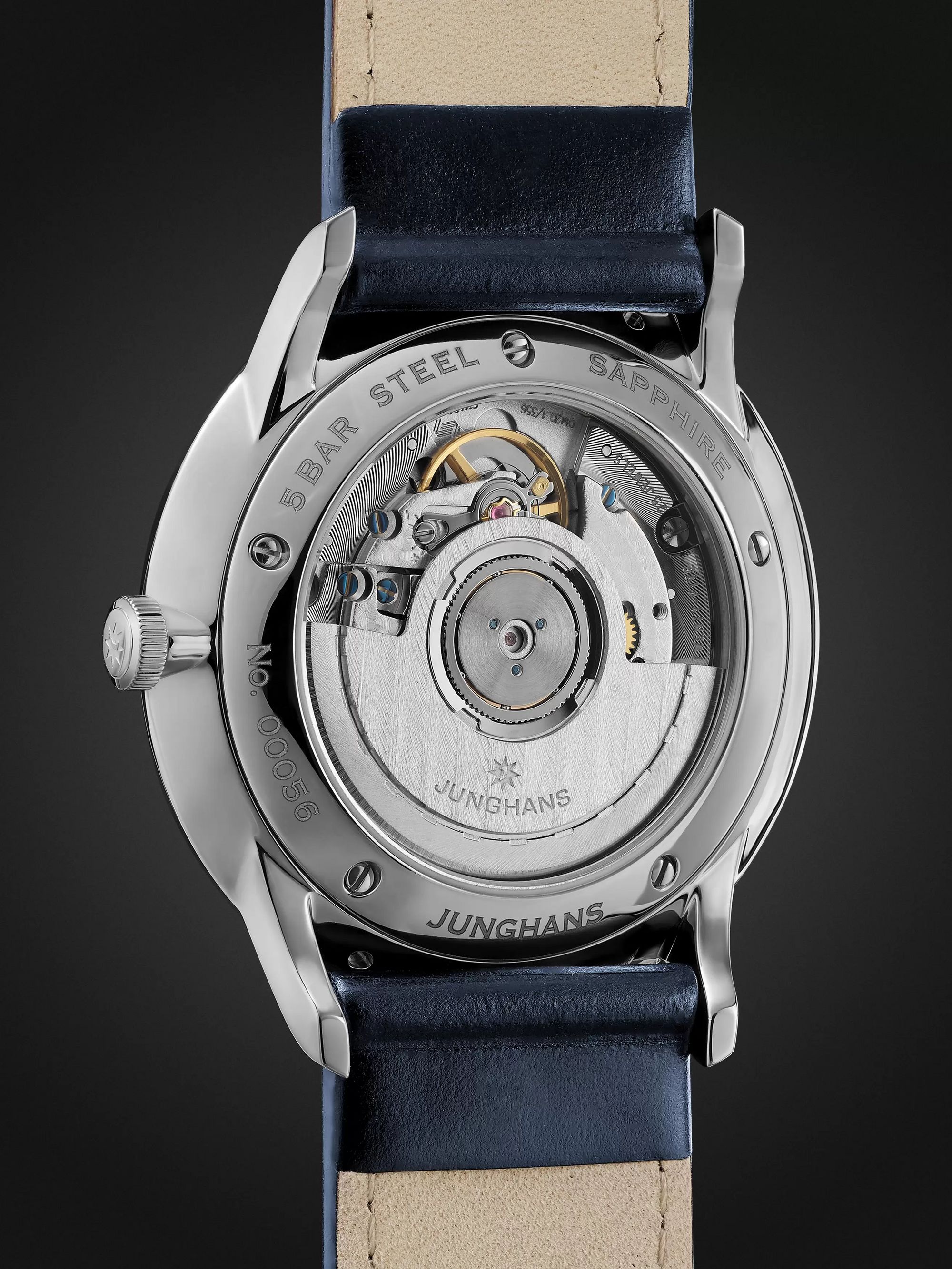 JUNGHANS Meister Worldtimer Automatic 40.4mm PVD-Coated Stainless Steel and Leather Watch, Ref. No. 027/5013.02