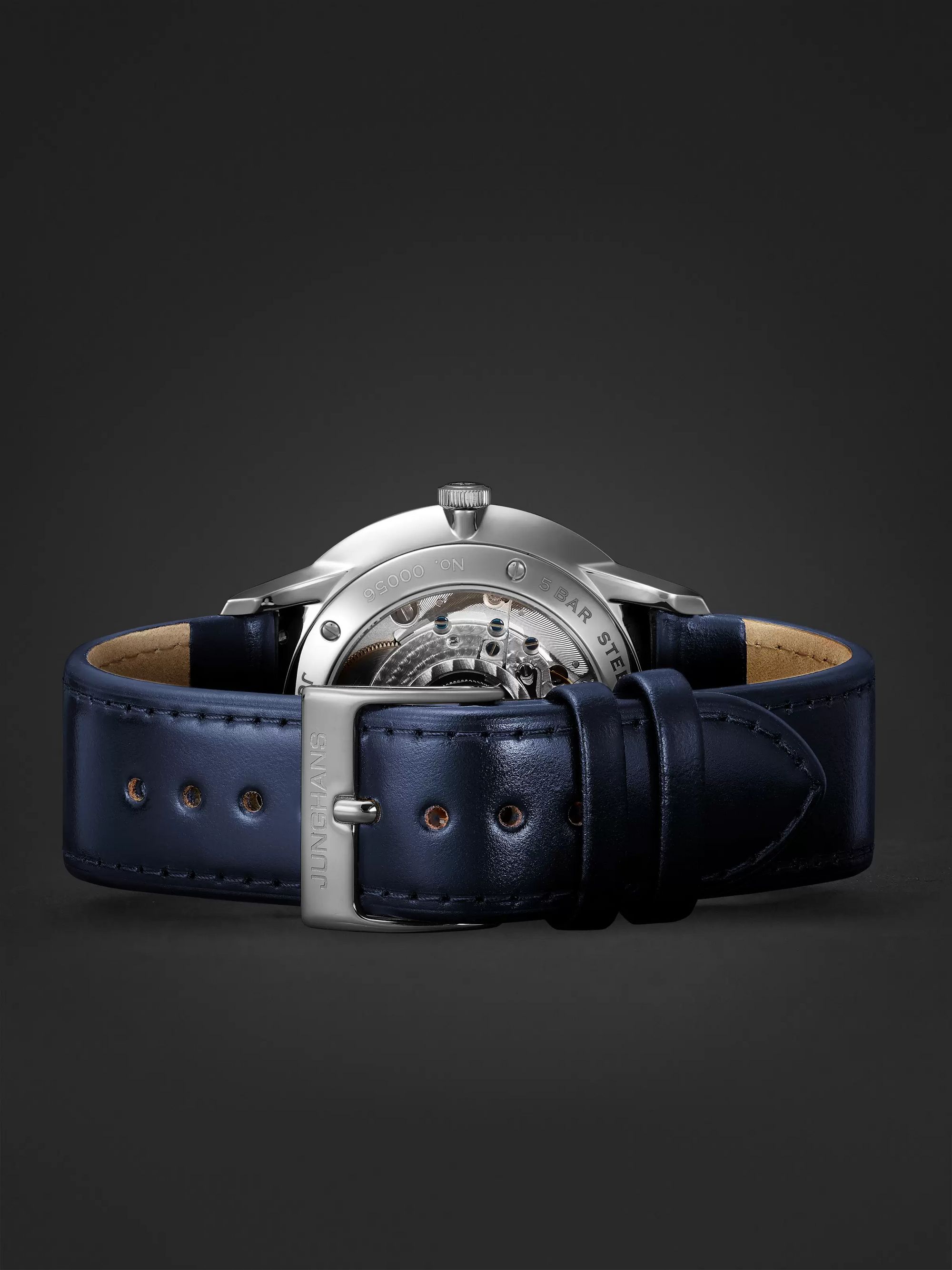 JUNGHANS Meister Worldtimer Automatic 40.4mm PVD-Coated Stainless Steel and Leather Watch, Ref. No. 027/5013.02