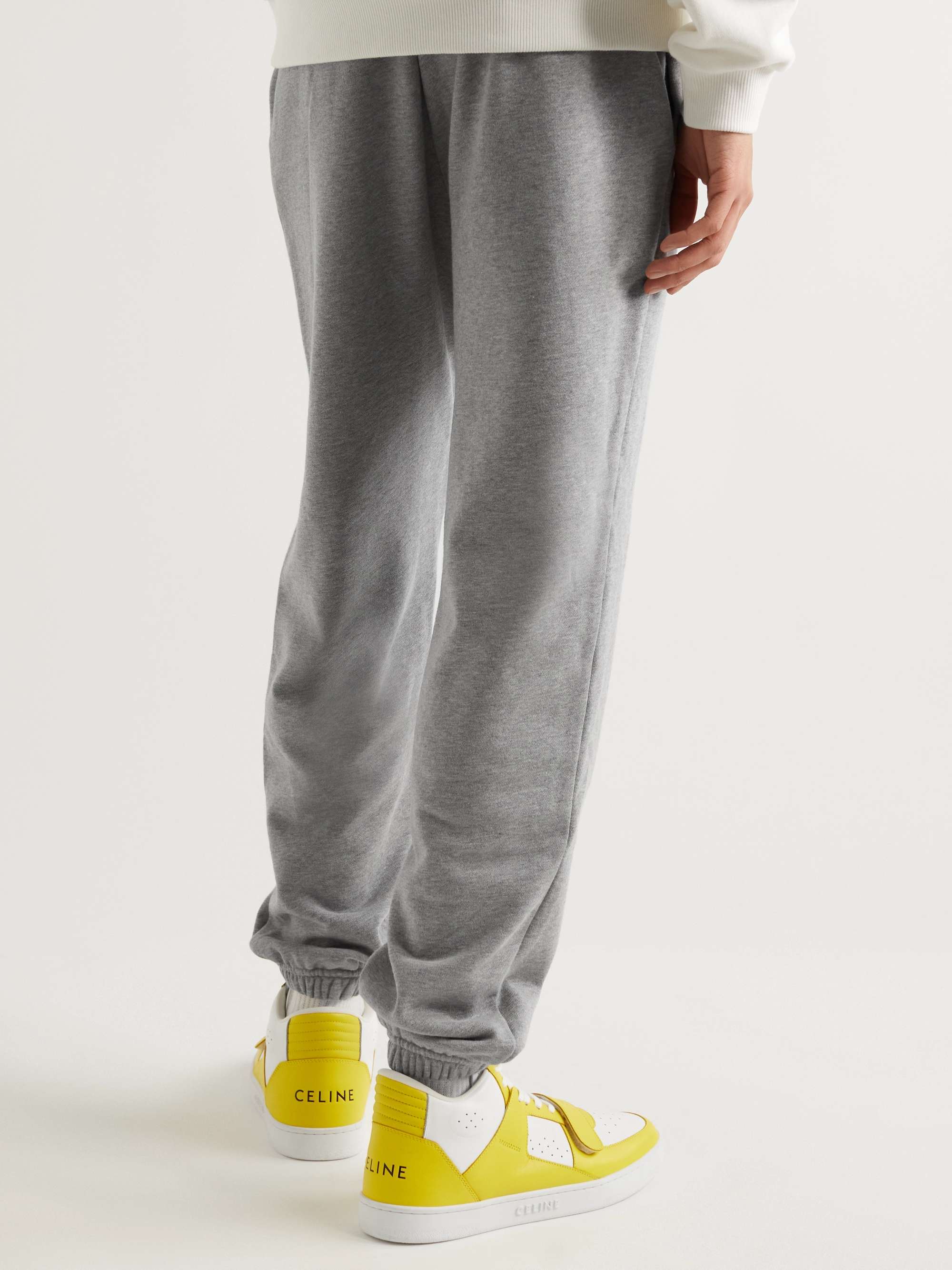 CELINE HOMME Tapered Logo-Embroidered Cotton-Jersey Sweatpants