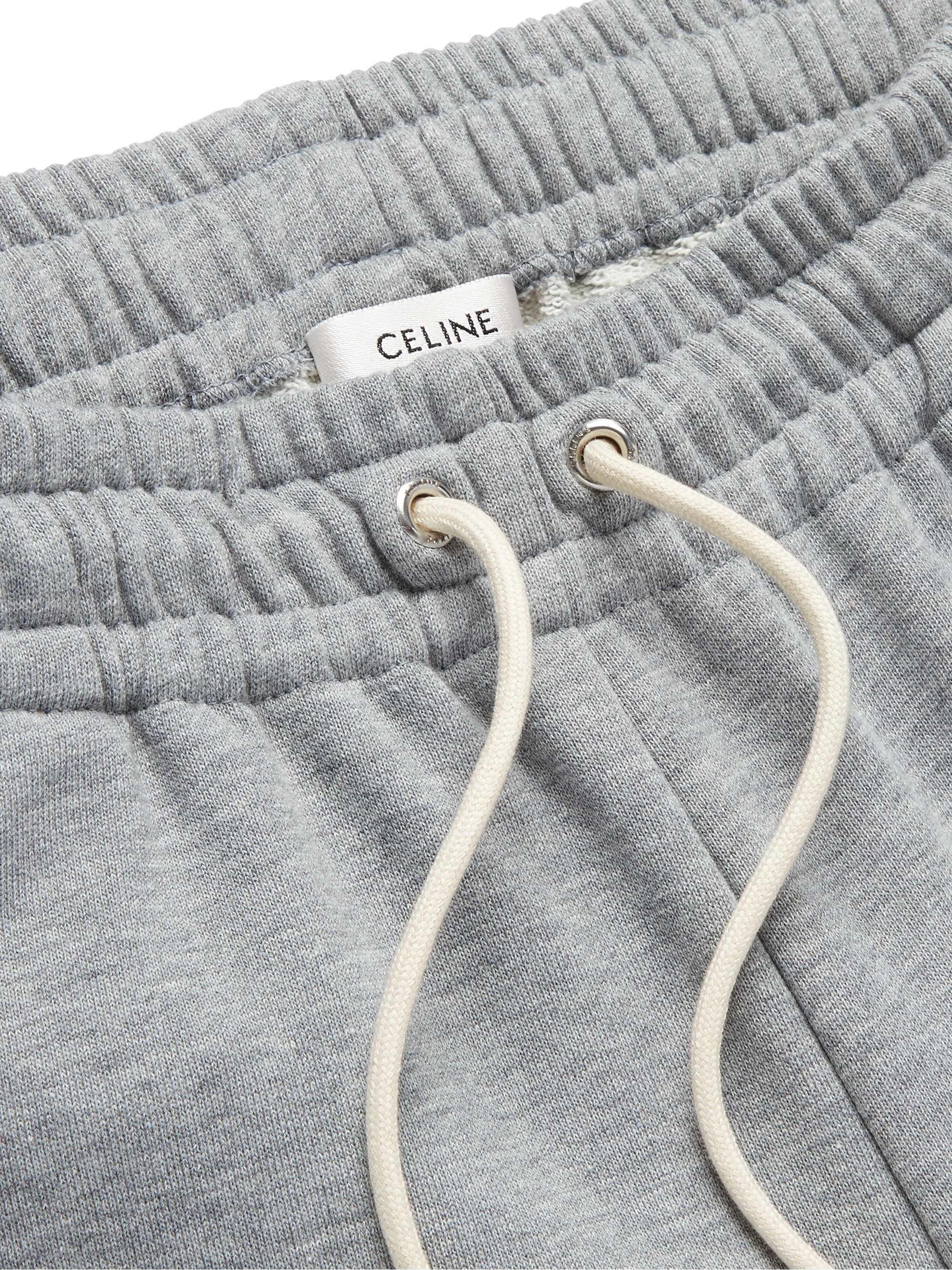 CELINE HOMME Tapered Logo-Embroidered Cotton-Jersey Sweatpants