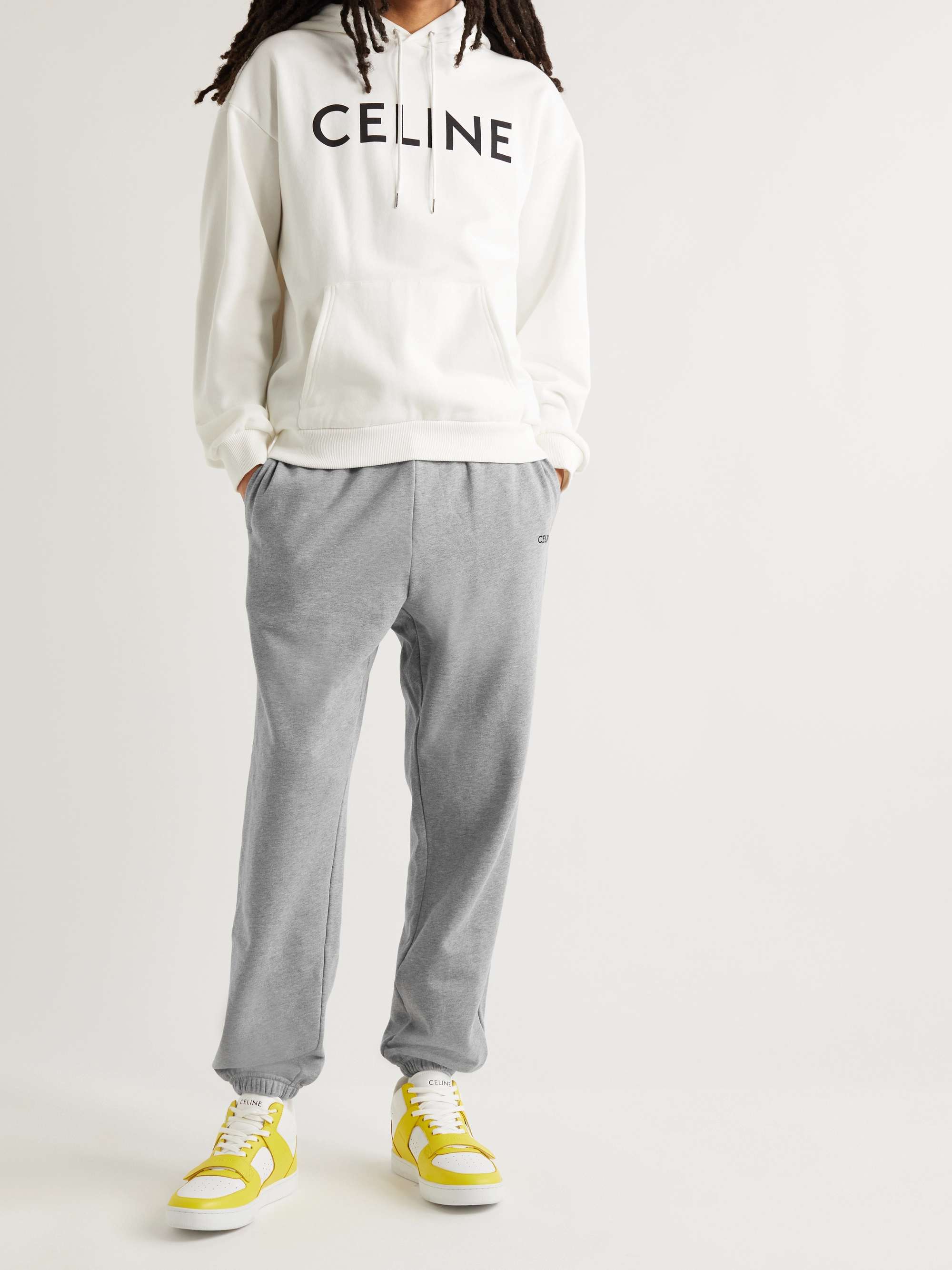 CELINE HOMME Tapered Logo-Embroidered Cotton-Jersey Sweatpants