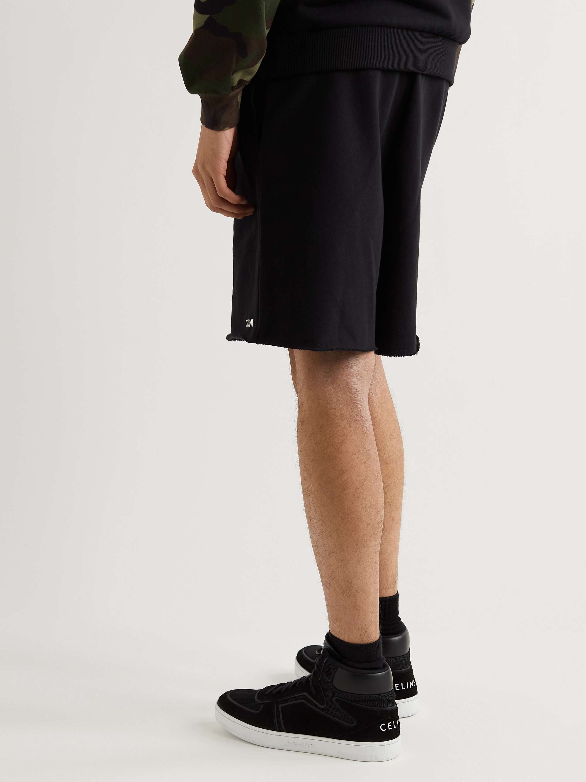 CELINE HOMME Straight-Leg Logo-Print Cotton-Jersey Drawstring Shorts