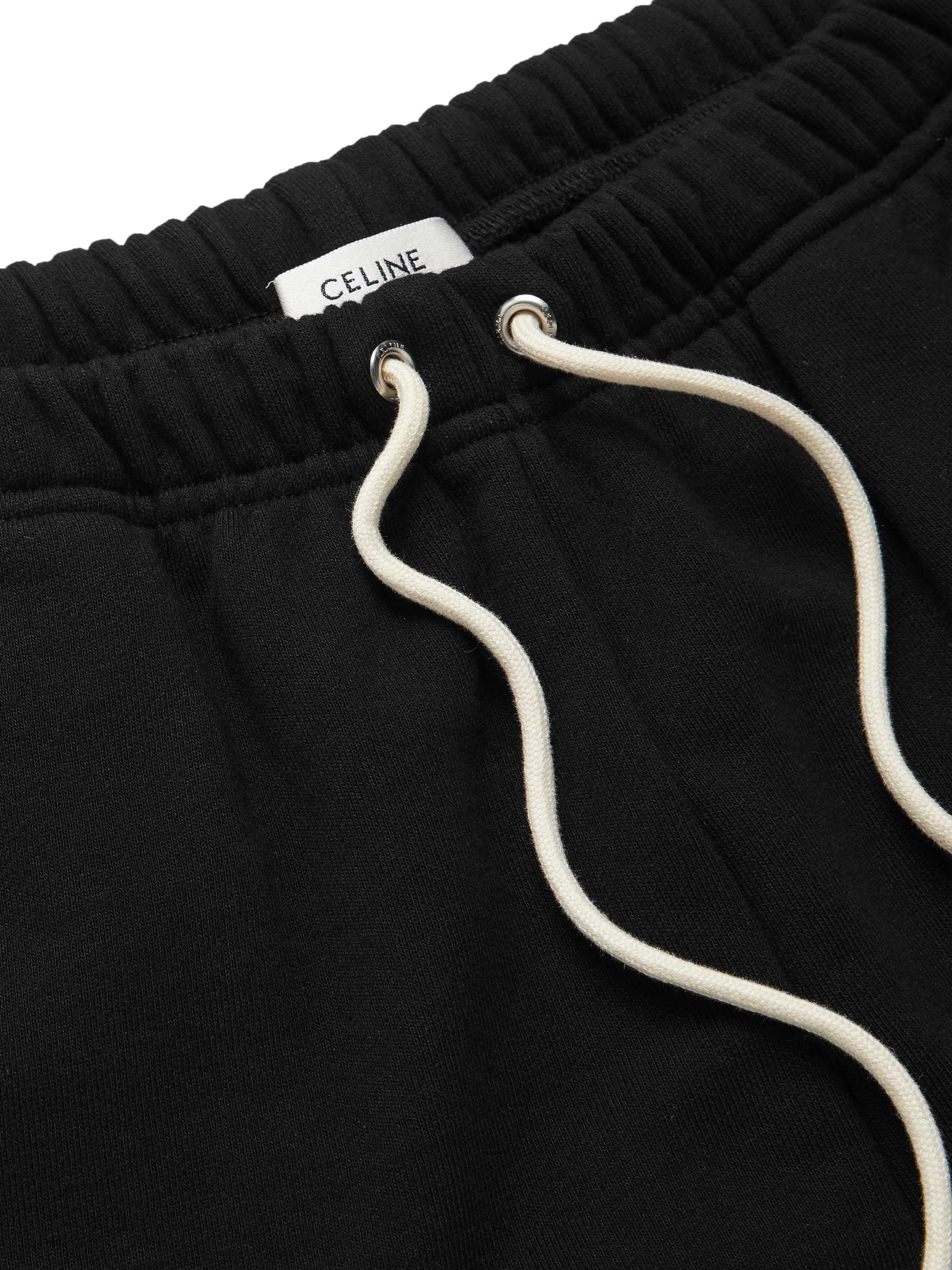 CELINE HOMME Straight-Leg Logo-Print Cotton-Jersey Drawstring Shorts