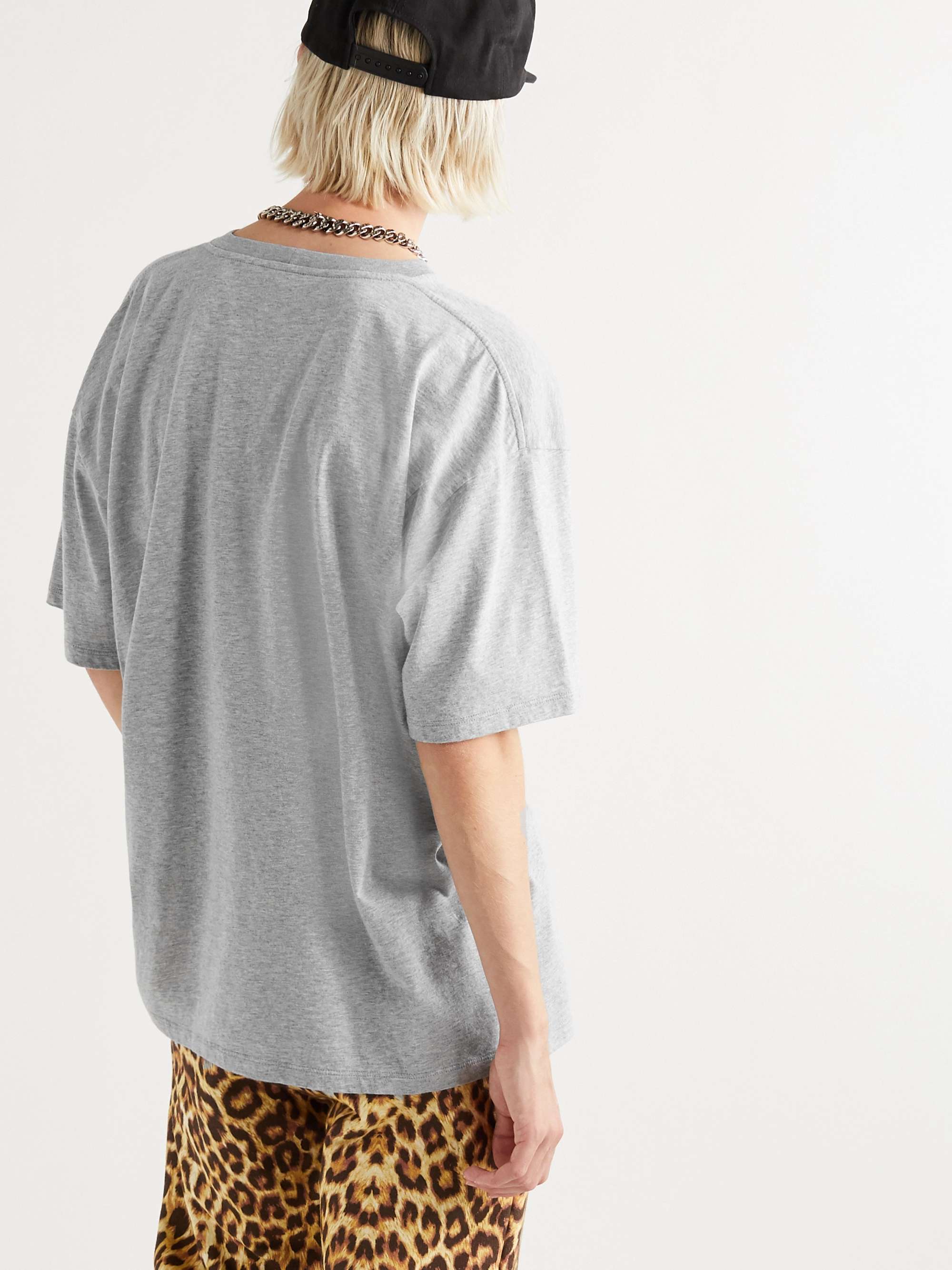 CELINE HOMME Logo-Print Mélange Cotton-Jersey T-Shirt