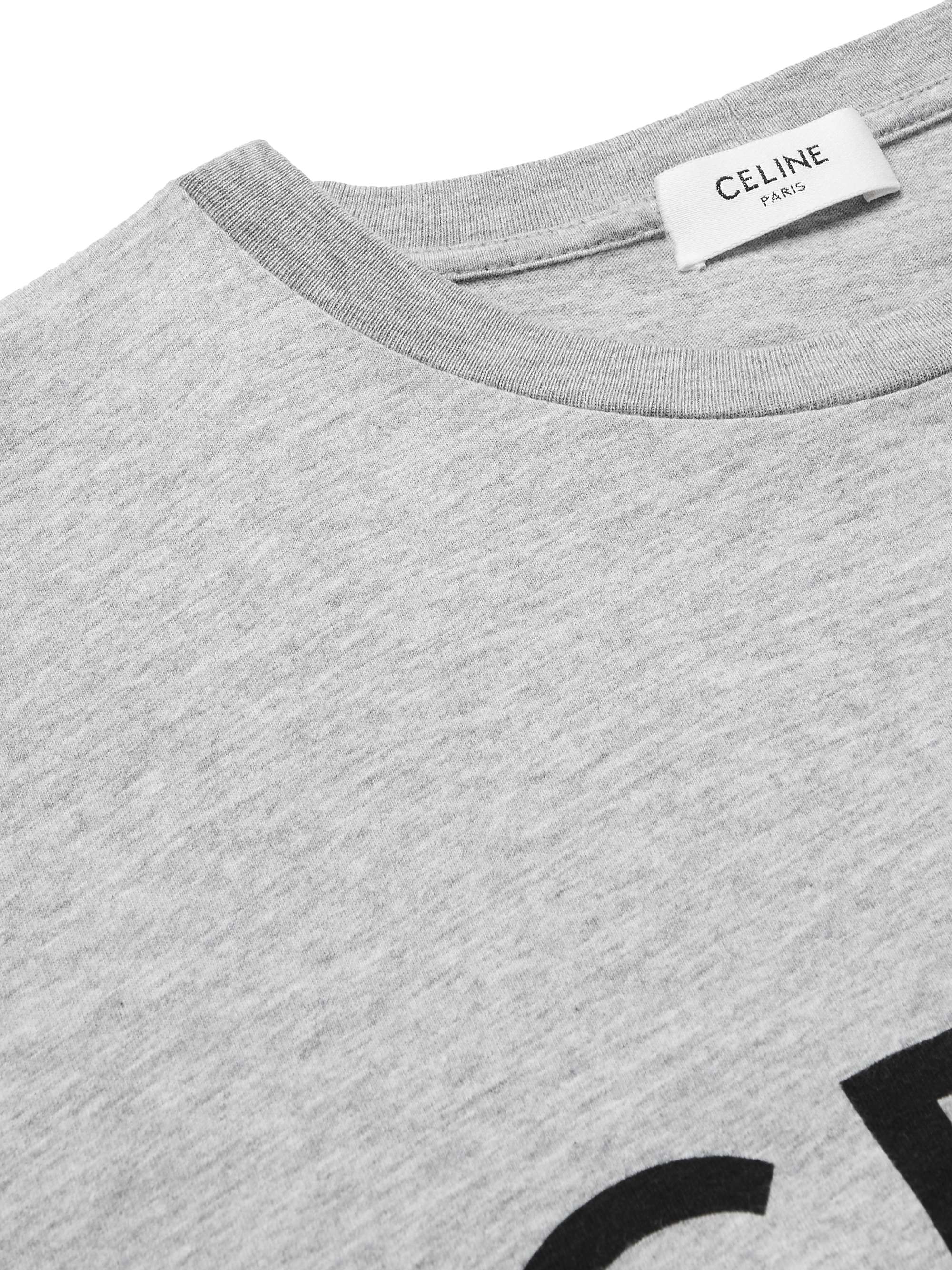 CELINE HOMME Logo-Print Mélange Cotton-Jersey T-Shirt