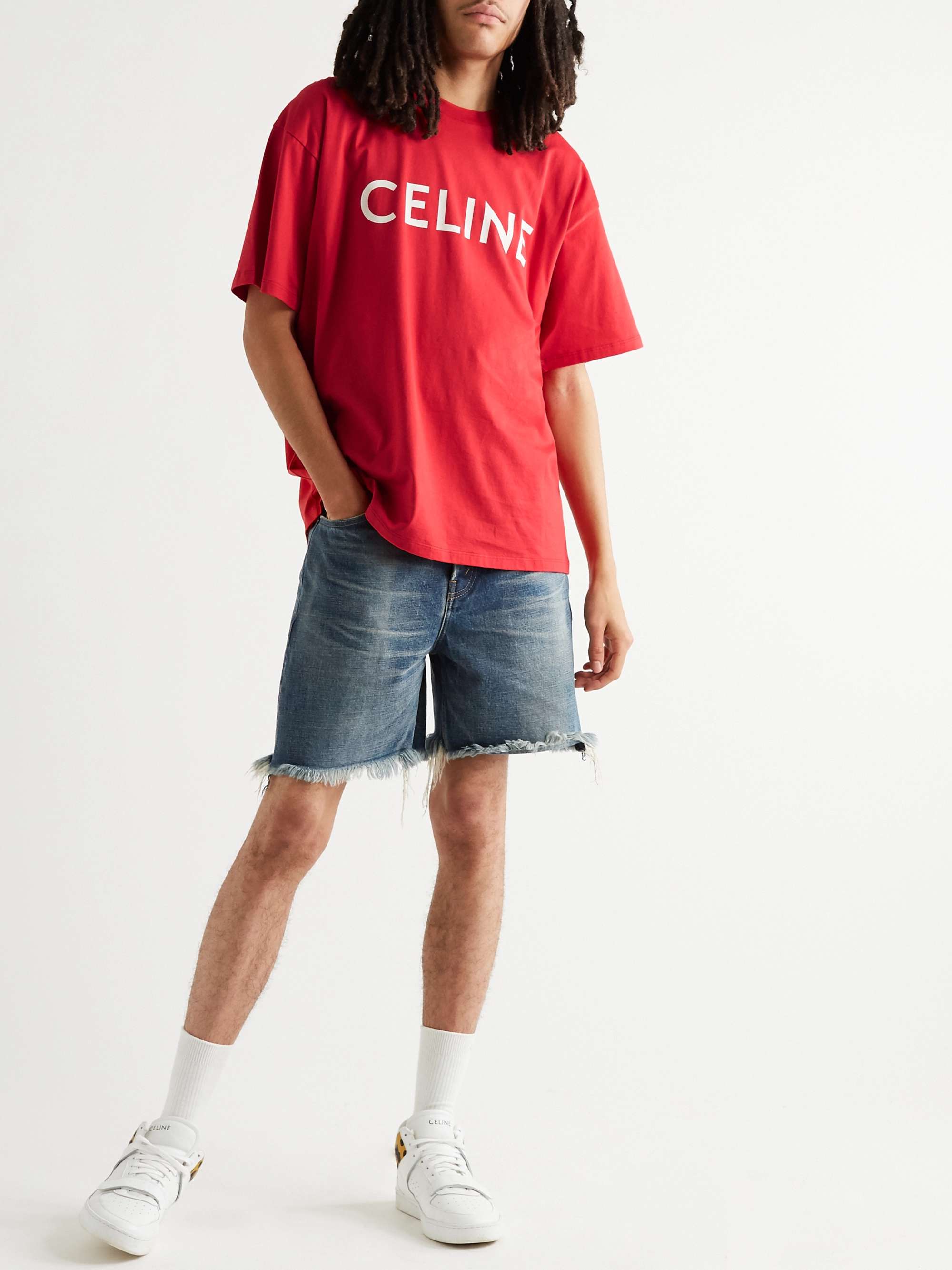 CELINE HOMME Logo-Print Cotton-Jersey T-Shirt