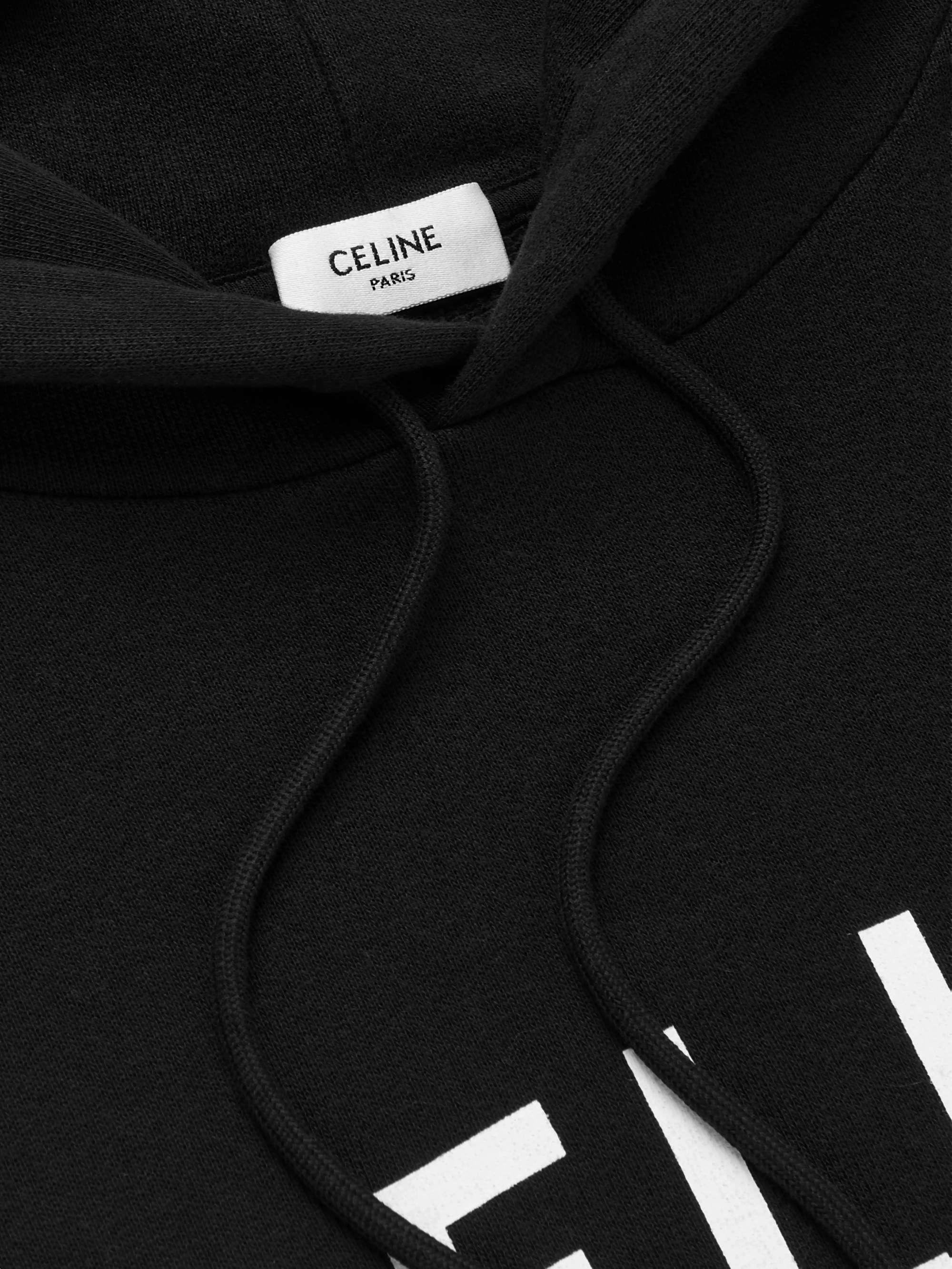 CELINE HOMME Logo-Print Loopback Cotton-Jersey Hoodie