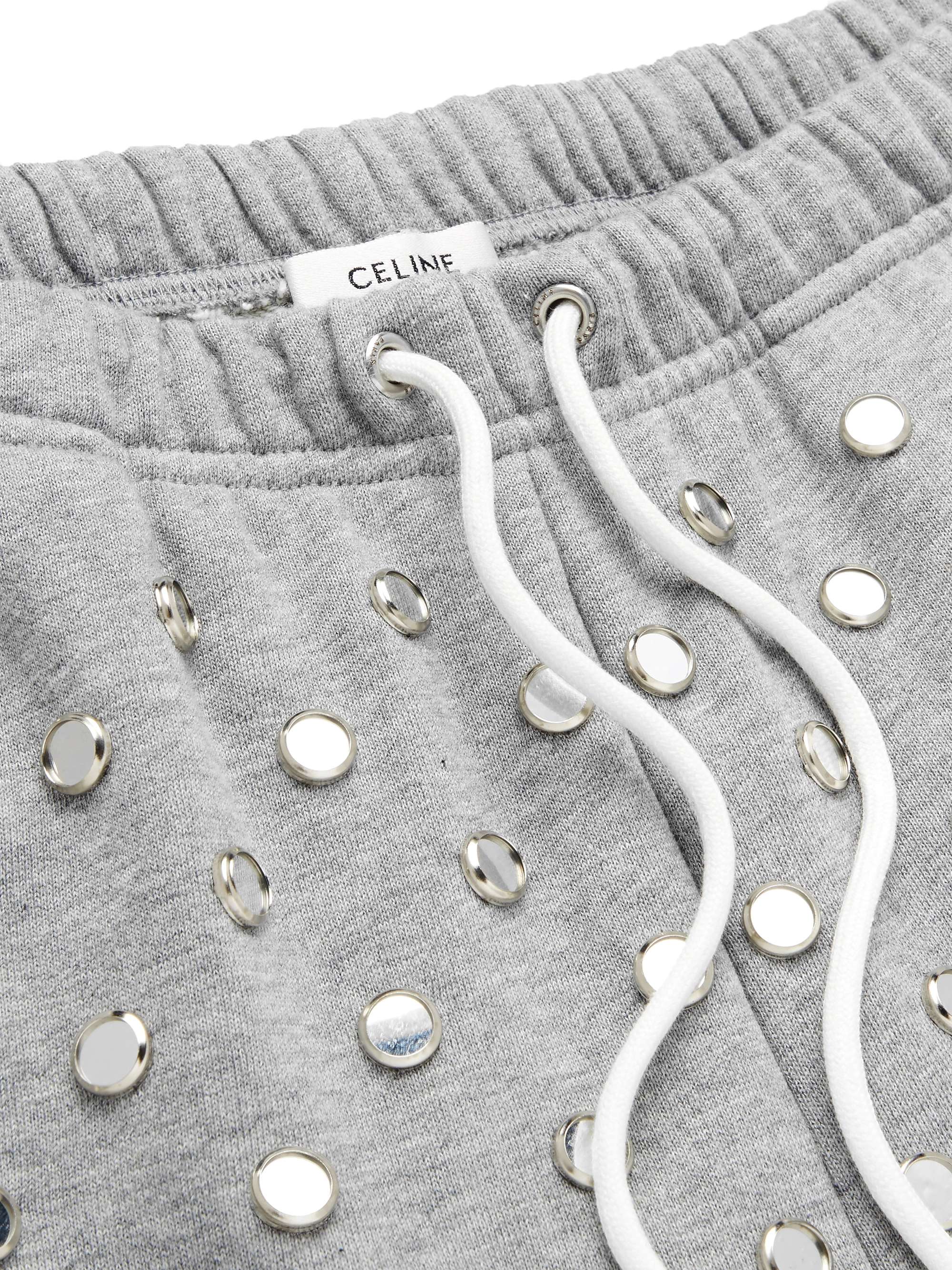 CELINE HOMME Wide-Leg Logo-Print Cotton-Jersey Drawstring Shorts