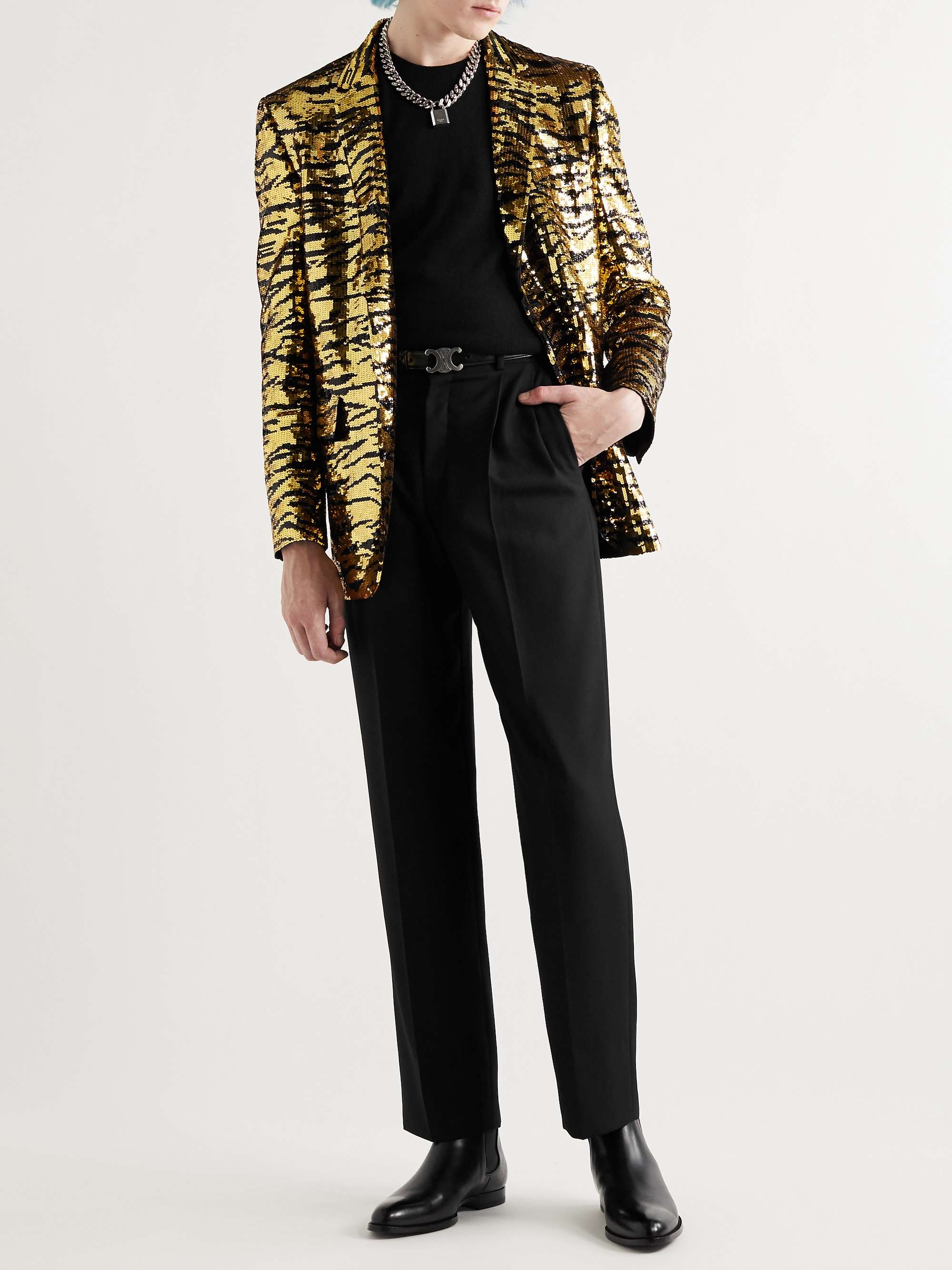 CELINE HOMME Pleated Wool and Mohair-Blend Trousers for Men | MR