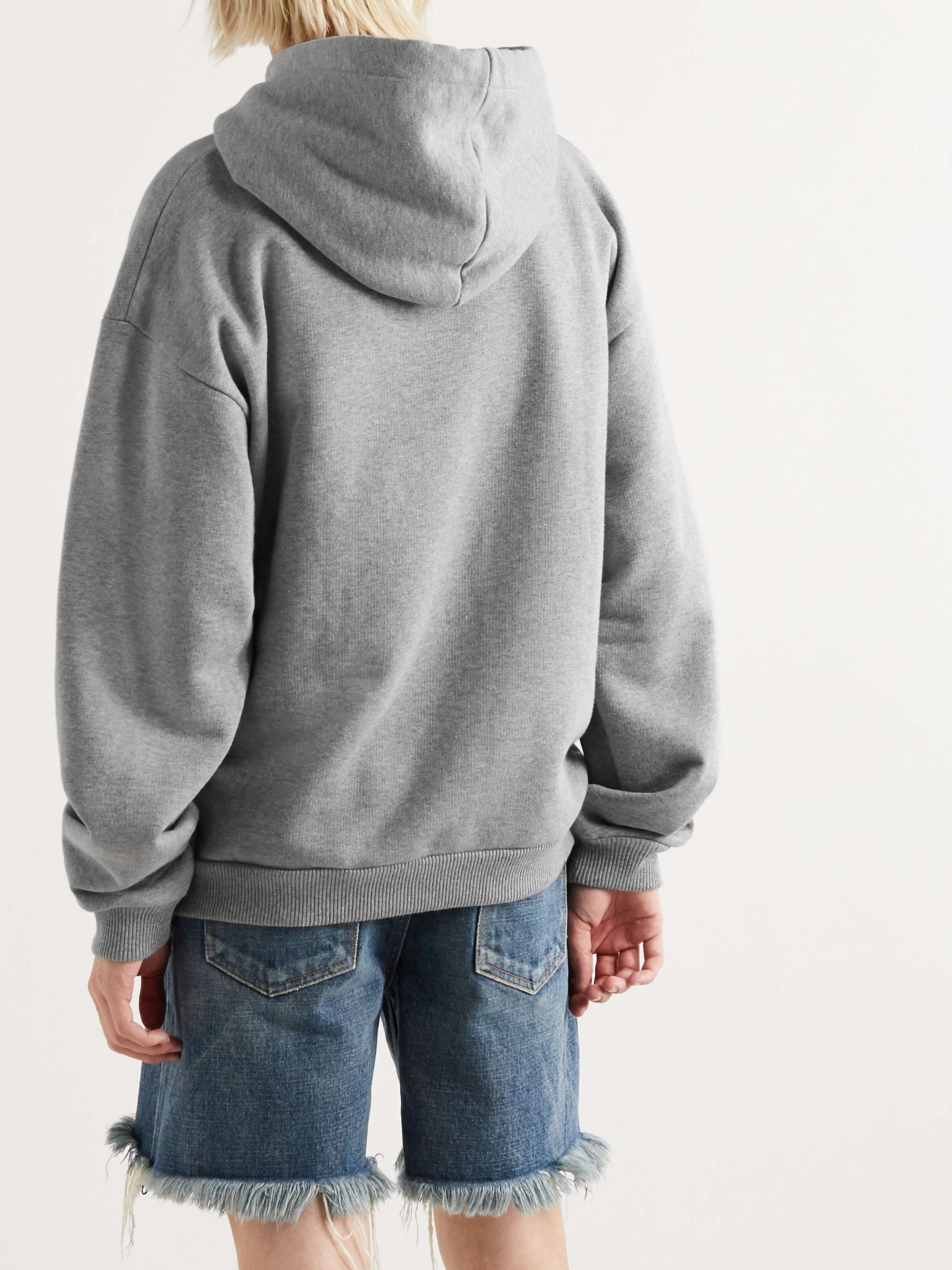 CELINE HOMME Logo-Print Mélange Loopback Cotton-Jersey Hoodie