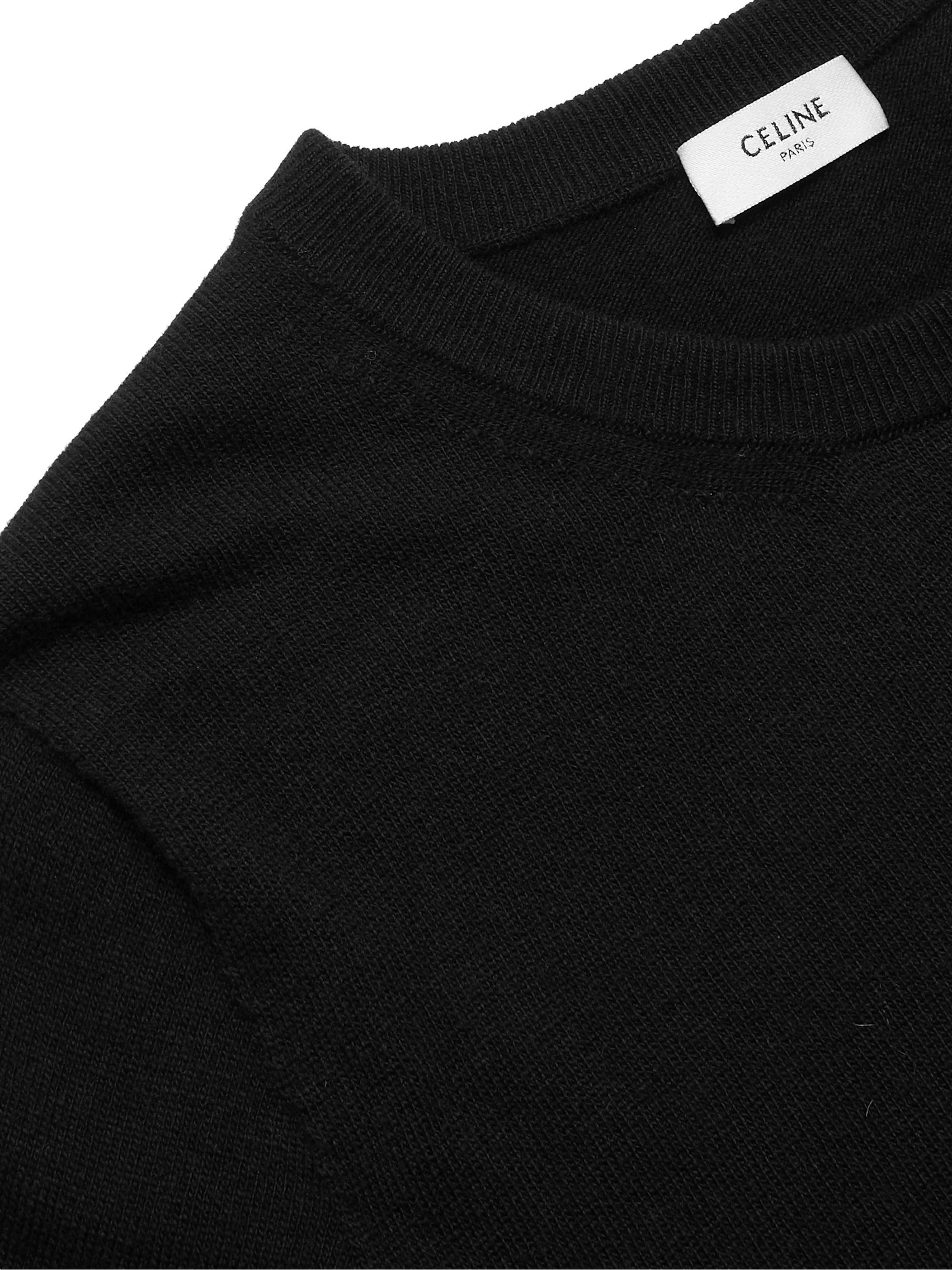 CELINE HOMME Slim-Fit Logo-Embroidered Wool and Cashmere-Blend Sweater