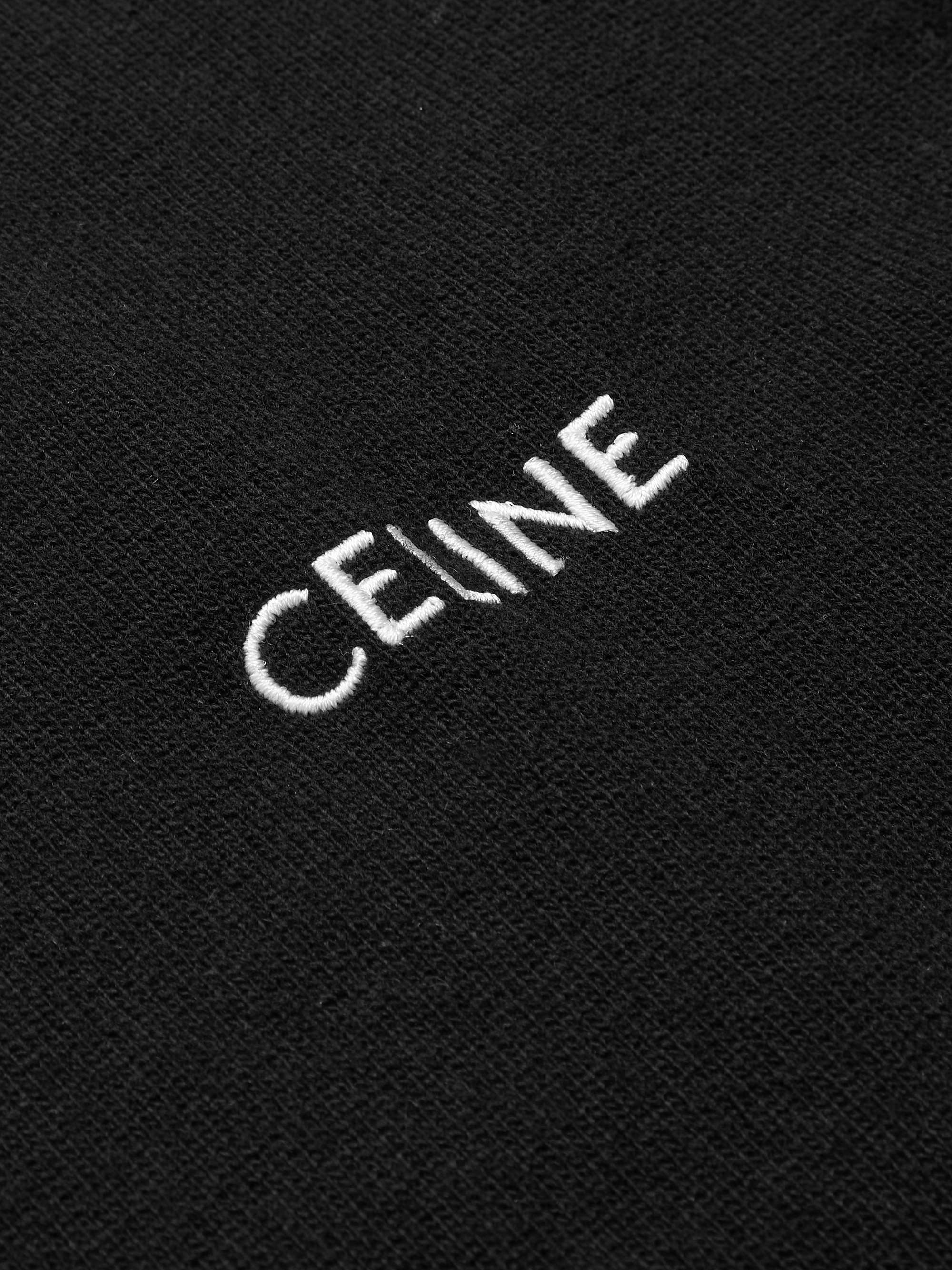 CELINE HOMME Slim-Fit Logo-Embroidered Wool and Cashmere-Blend Sweater