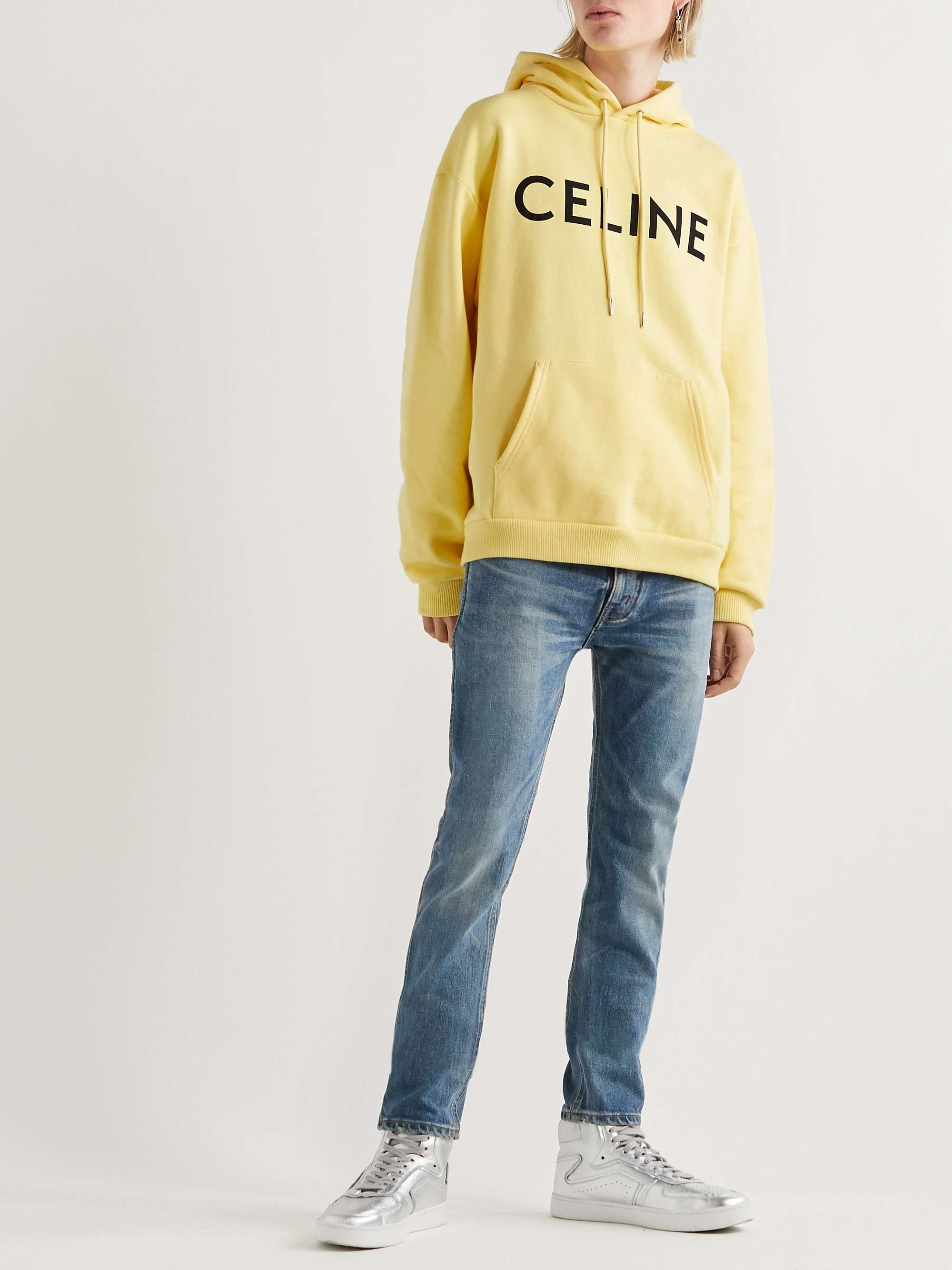 CELINE HOMME Logo-Print Loopback Cotton-Jersey Hoodie