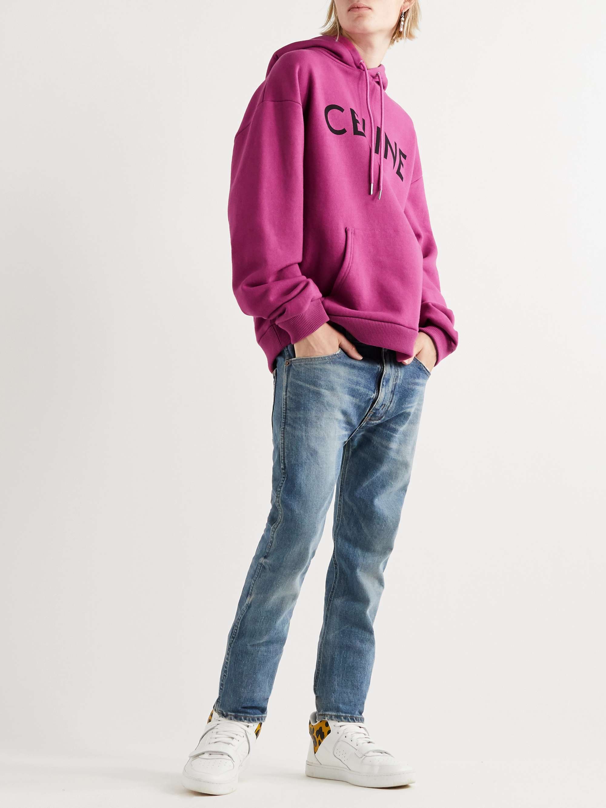 CELINE HOMME Logo-Print Loopback Cotton-Jersey Hoodie