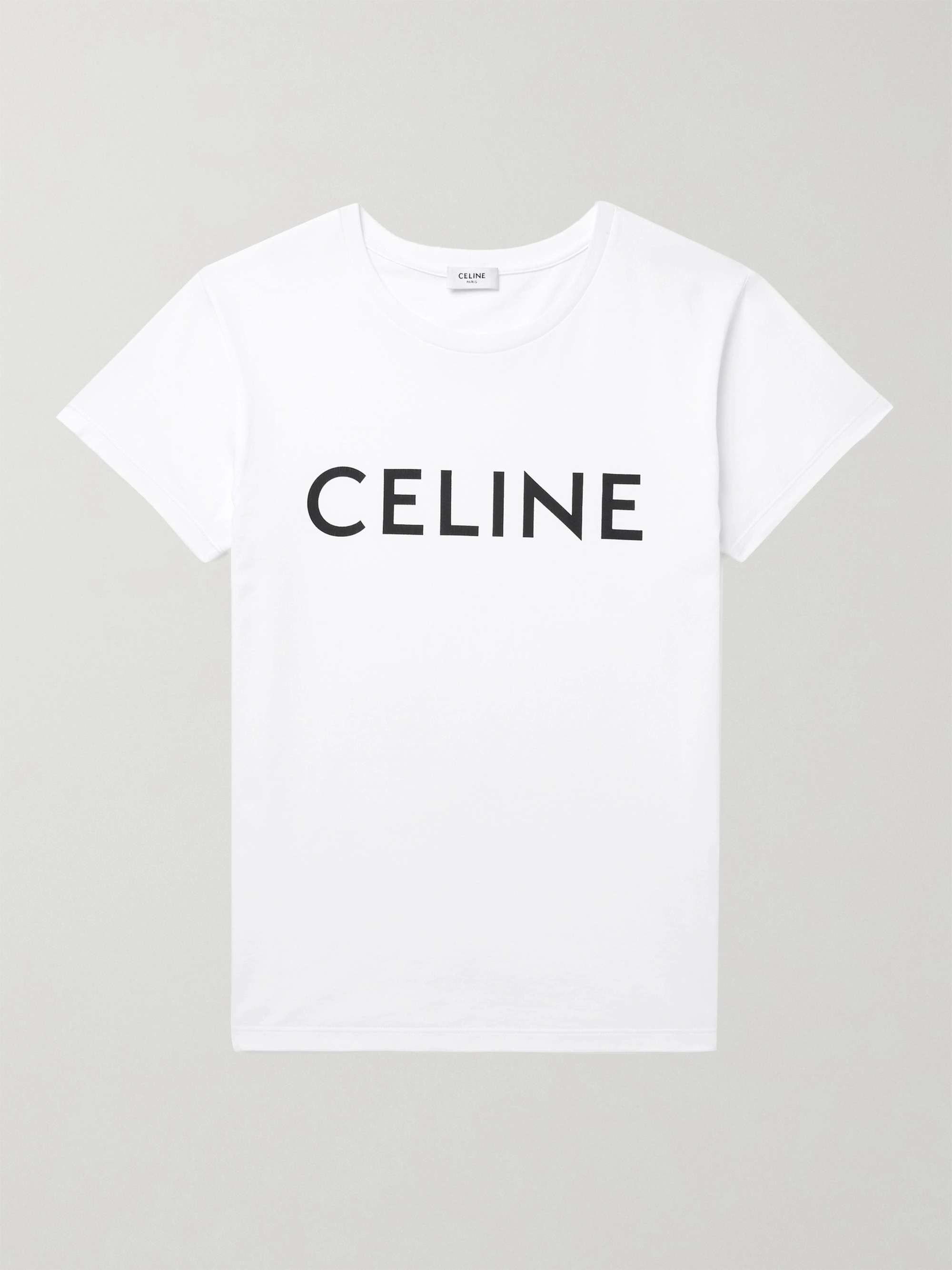 White Logo-Print Cotton-Jersey T-Shirt | CELINE HOMME | MR PORTER