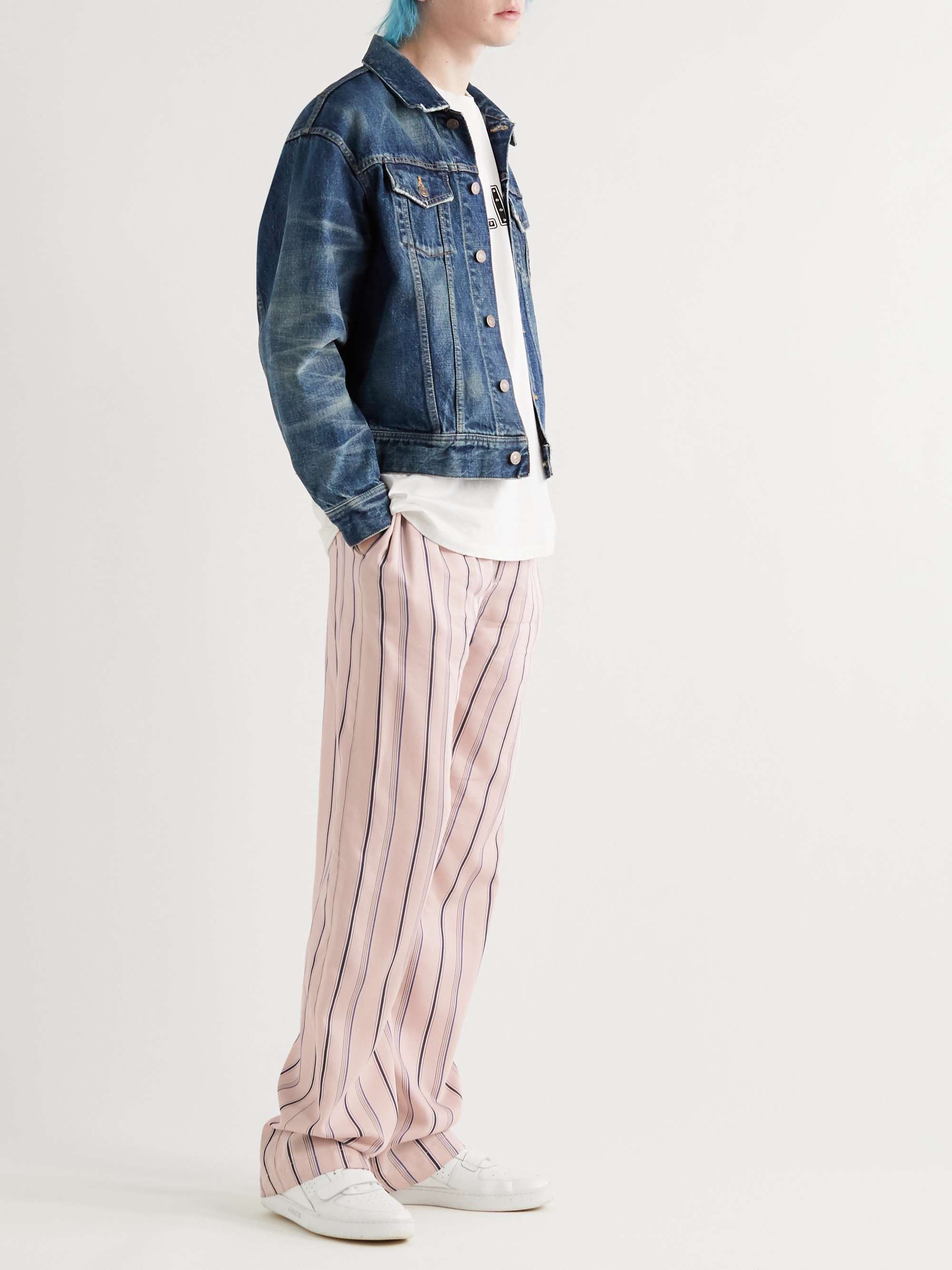 CELINE HOMME Striped Woven Trousers