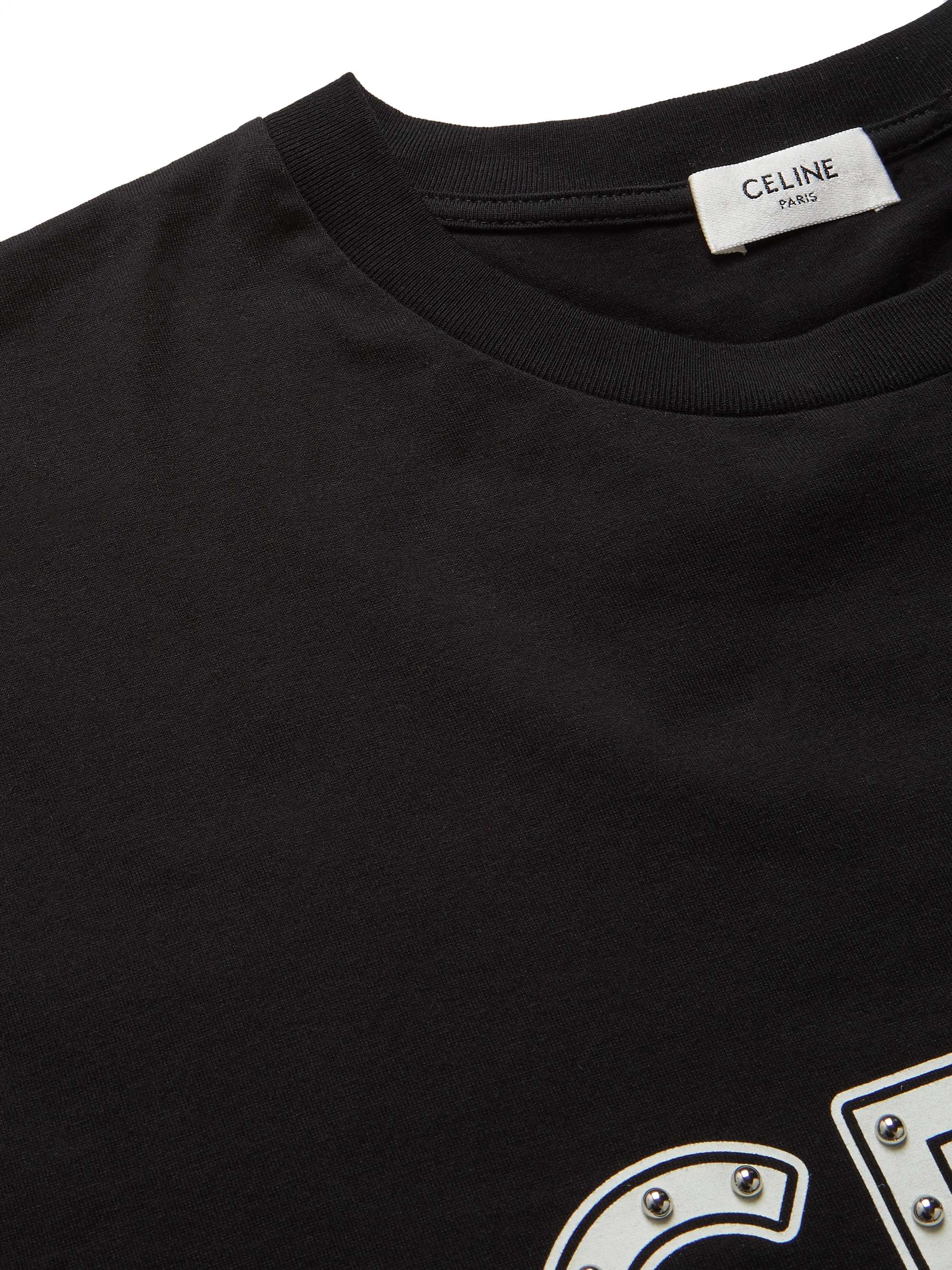 CELINE HOMME Studded Logo-Print Cotton-Jersey T-Shirt
