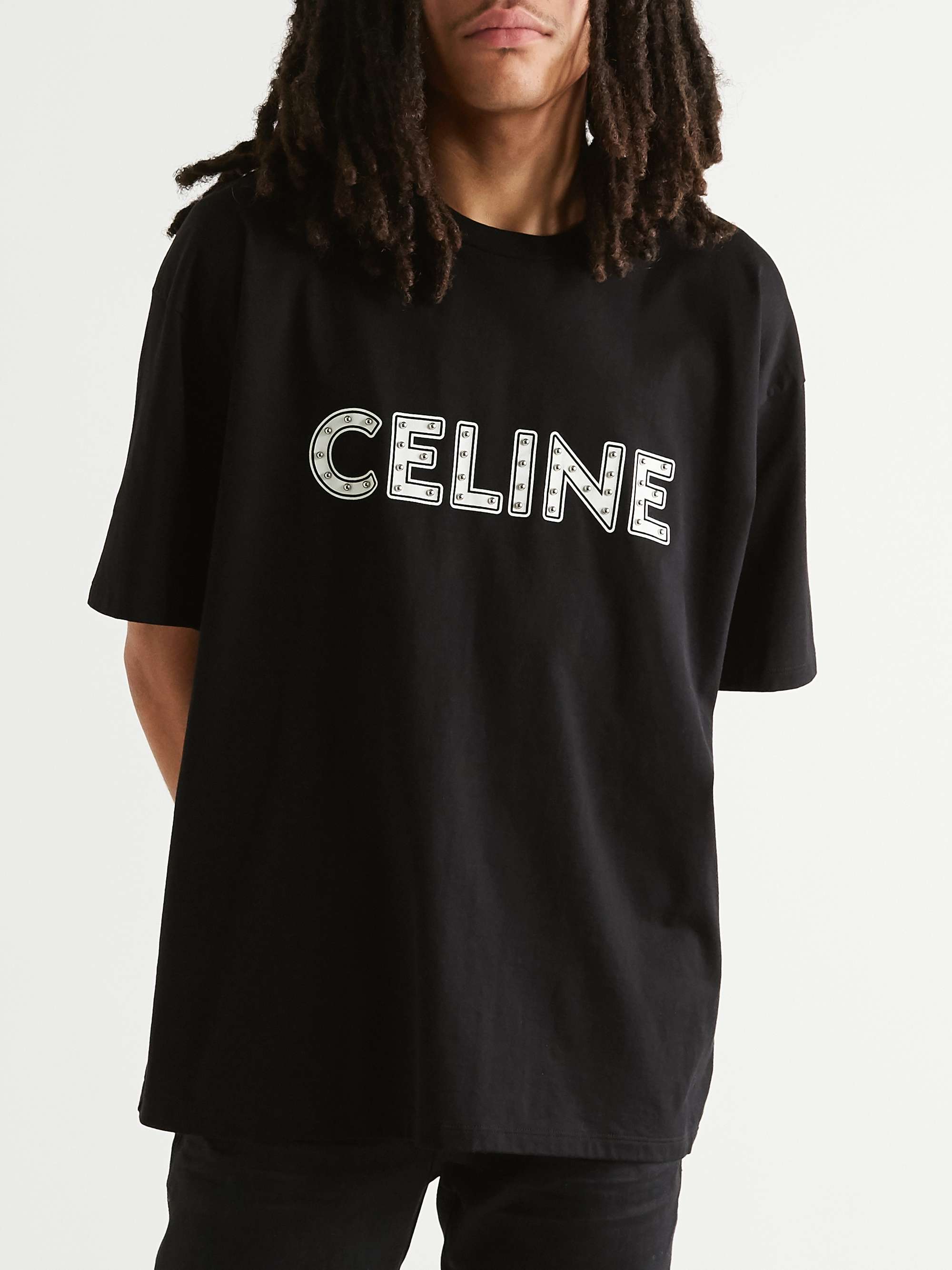 CELINE HOMME Studded Logo-Print Cotton-Jersey T-Shirt